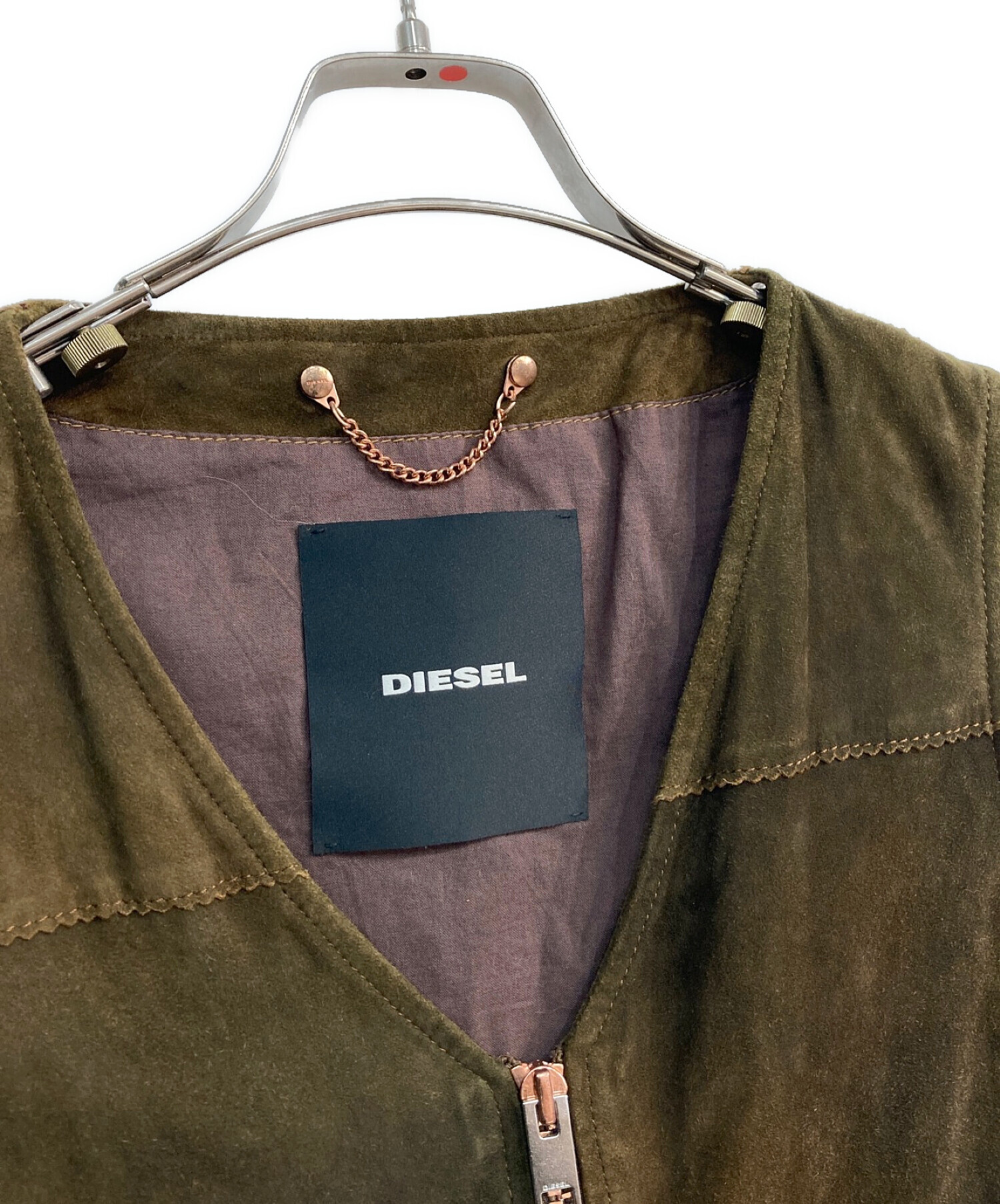 中古・古着通販】DIESEL (ディーゼル) フリンジレザーベスト ブラウン