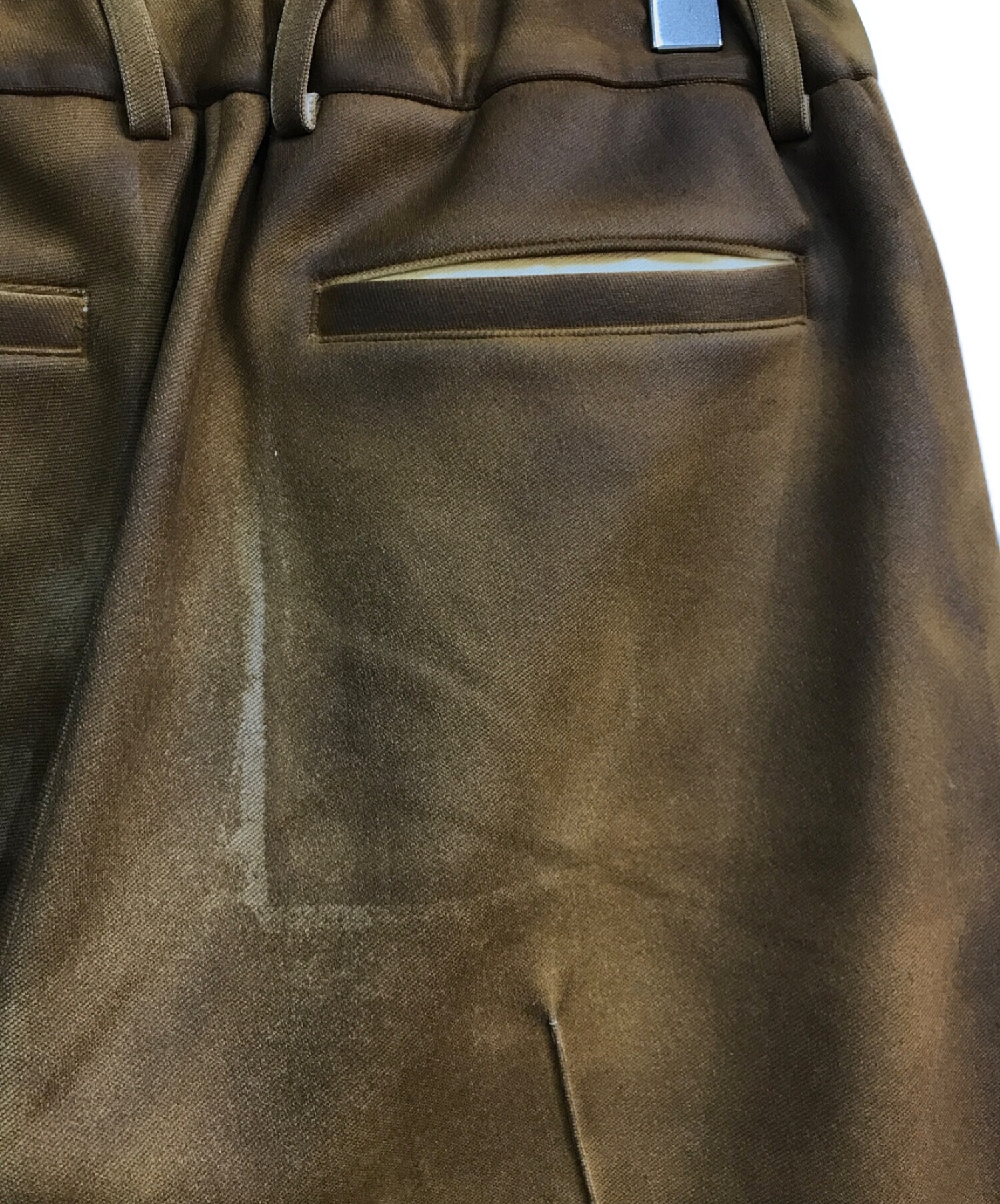 TAAKK (ターク) LEATHER LIKE TROUSERS　TA22SS-PT055　センターシームイージーパンツ　ブラウン　LEATHER  COATING JERSEY ブラウン サイズ:2