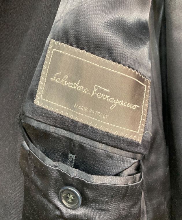 中古・古着通販】Salvatore Ferragamo (サルヴァトーレ フェラガモ) カシミヤ混ロングコート ネイビー ネイビー  サイズ:50｜ブランド・古着通販 トレファク公式【TREFAC FASHION】スマホサイト