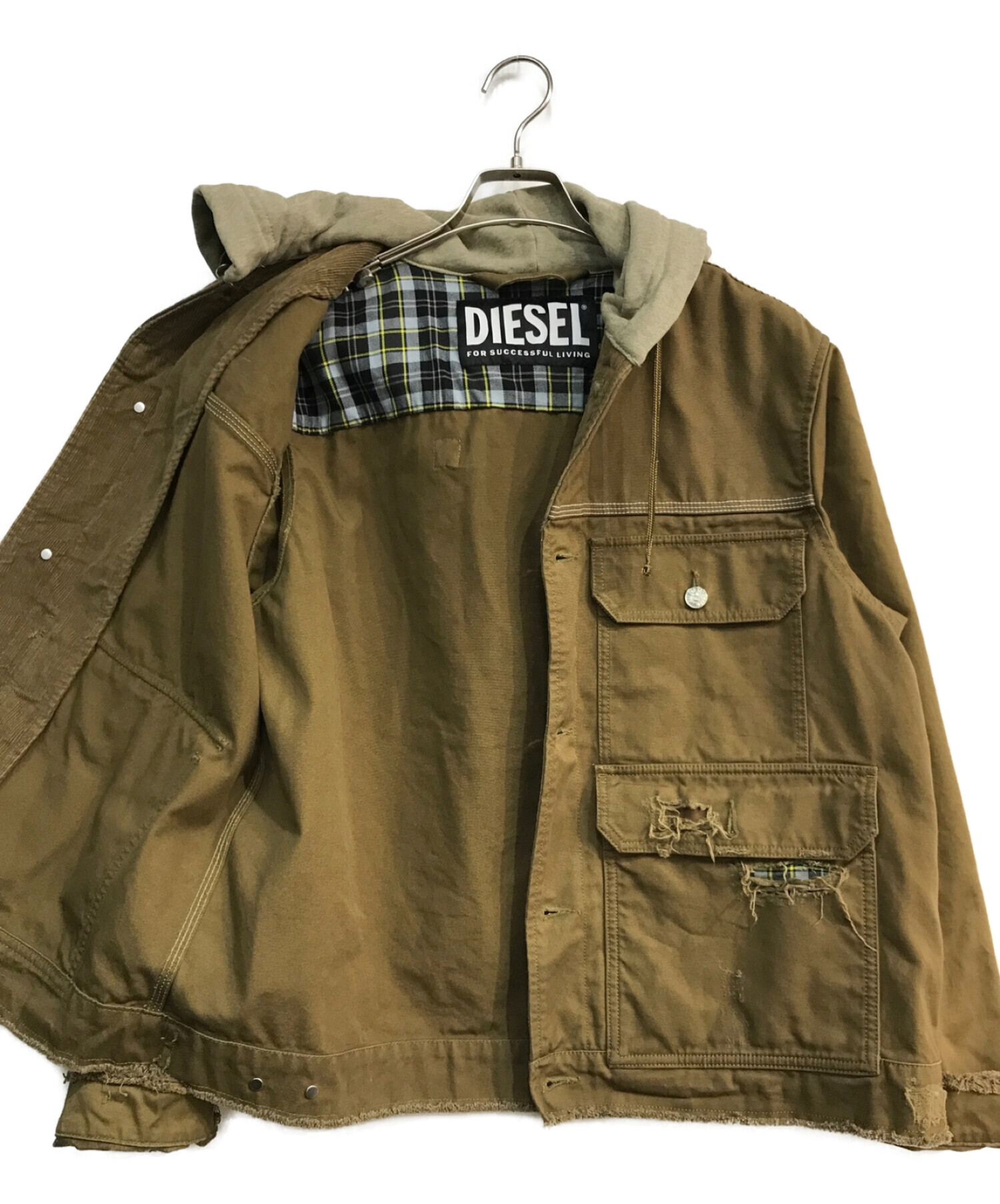 DIESEL (ディーゼル) ダメージ加工ワークジャケット　ブラウン　J-BRUNO ブラウン サイズ:M