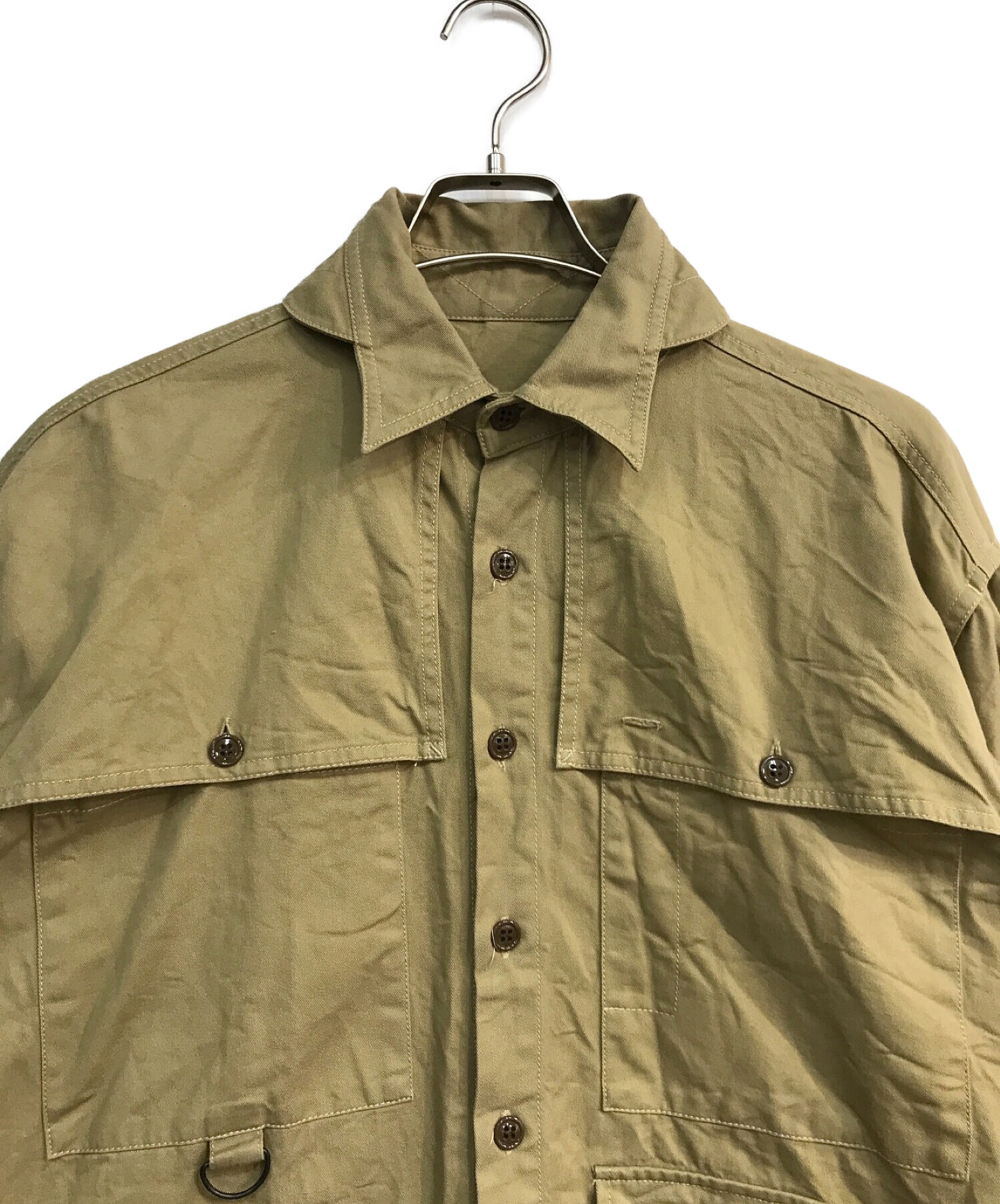 KENNETH FIELD (ケネスフィールド) Cotton Guide Shirt　ベージュ　23SS ベージュ サイズ:XL