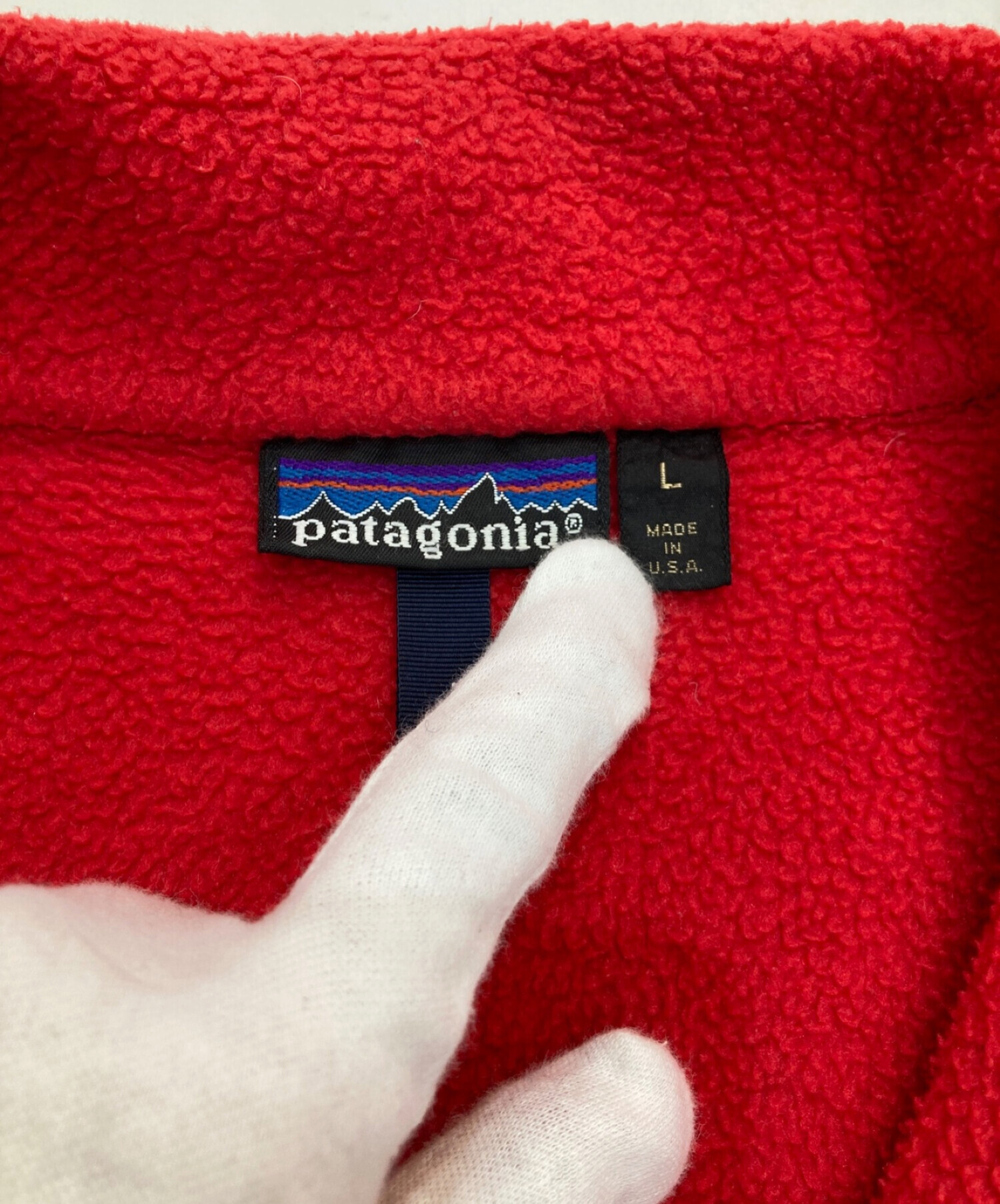 Patagonia (パタゴニア) 80sフリースジャケット　89年製　レッド　USA製　ハーフジップ　プルオーバー レッド サイズ:L