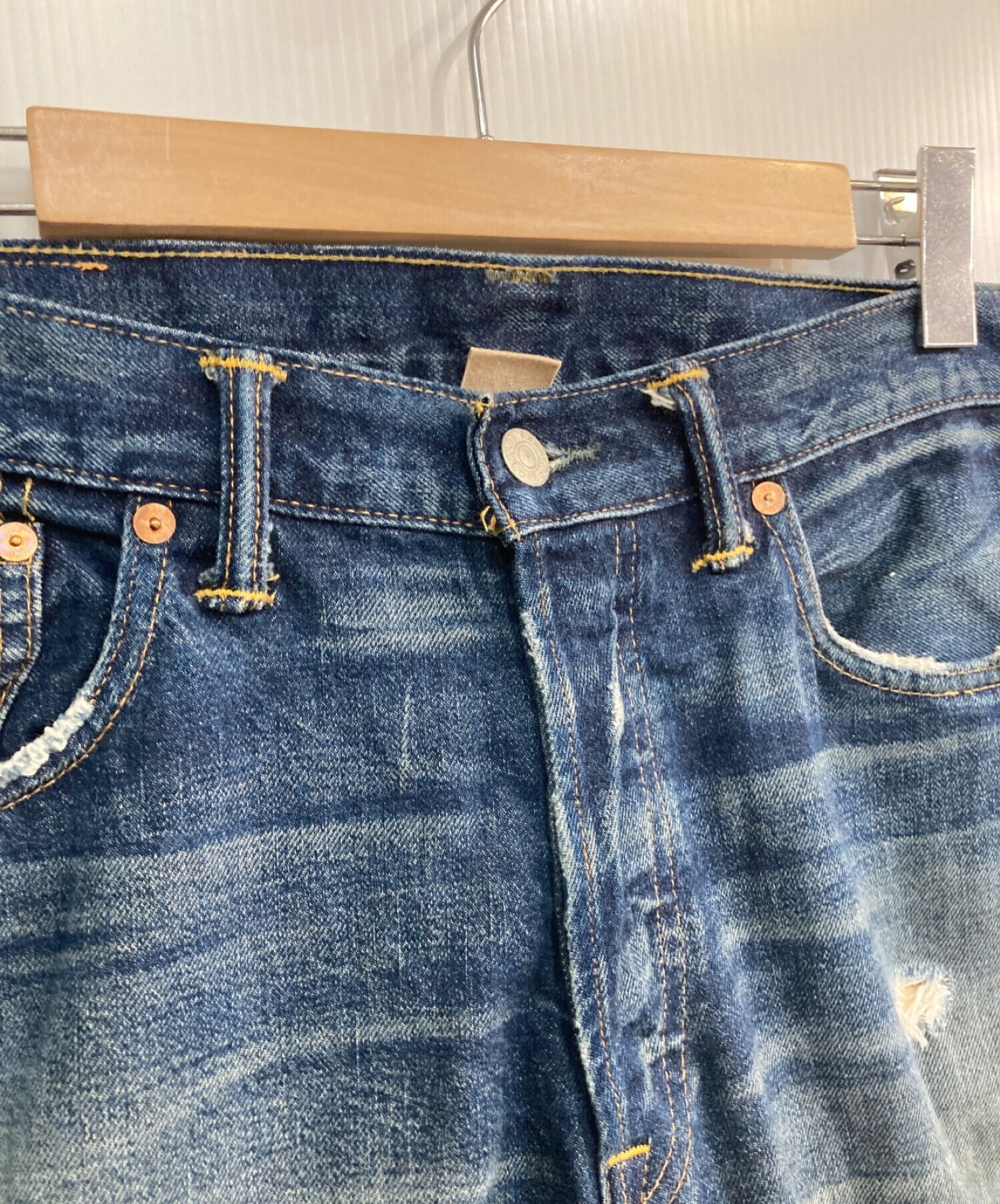 RRL (ダブルアールエル) ダメージデニムパンツ　インディゴ　USA製 インディゴ サイズ:33×32