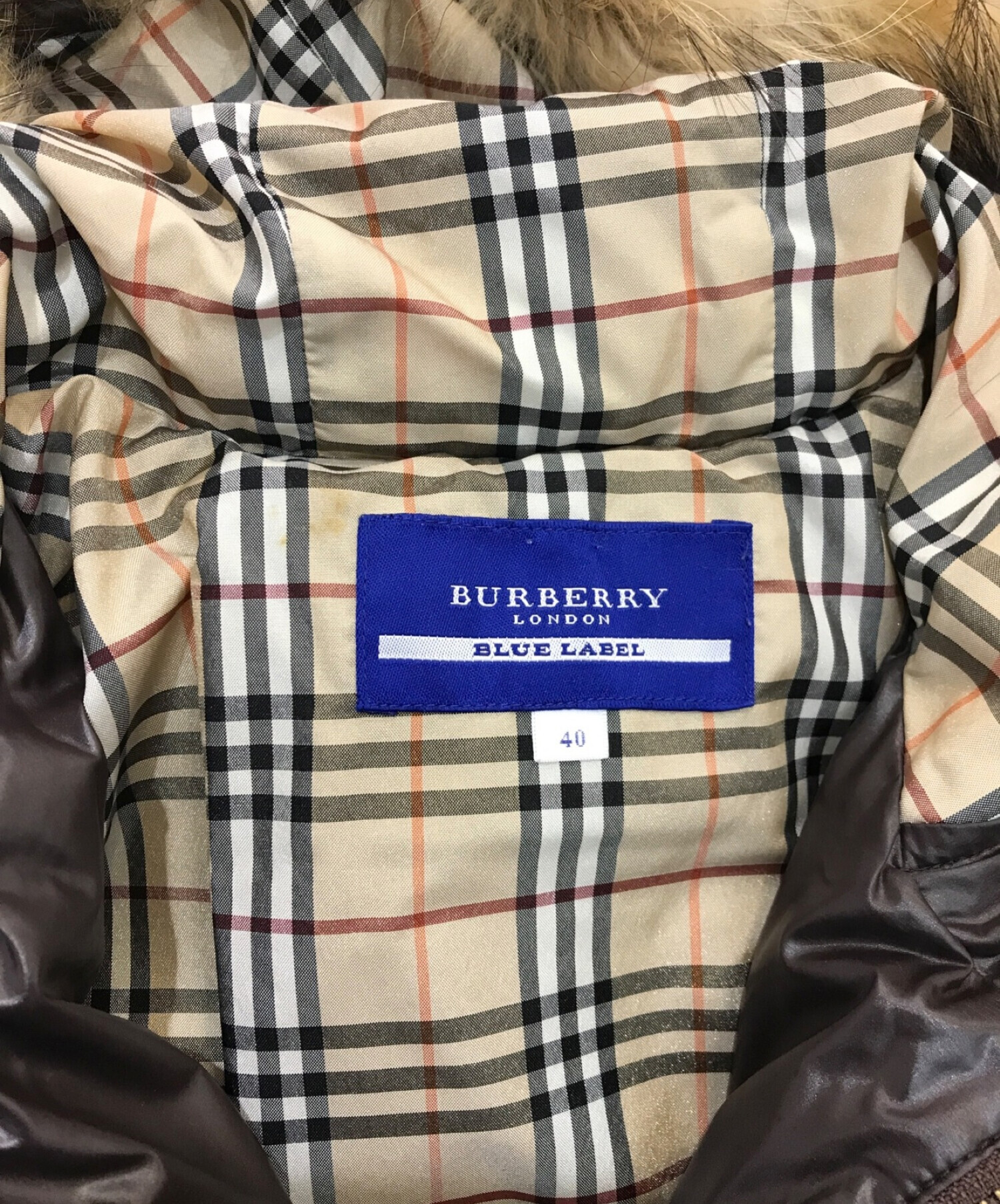 BURBERRY LONDON (バーバリーロンドン) ダウンジャケット　裏ノバチェック 　ブラウン ブラウン サイズ:40