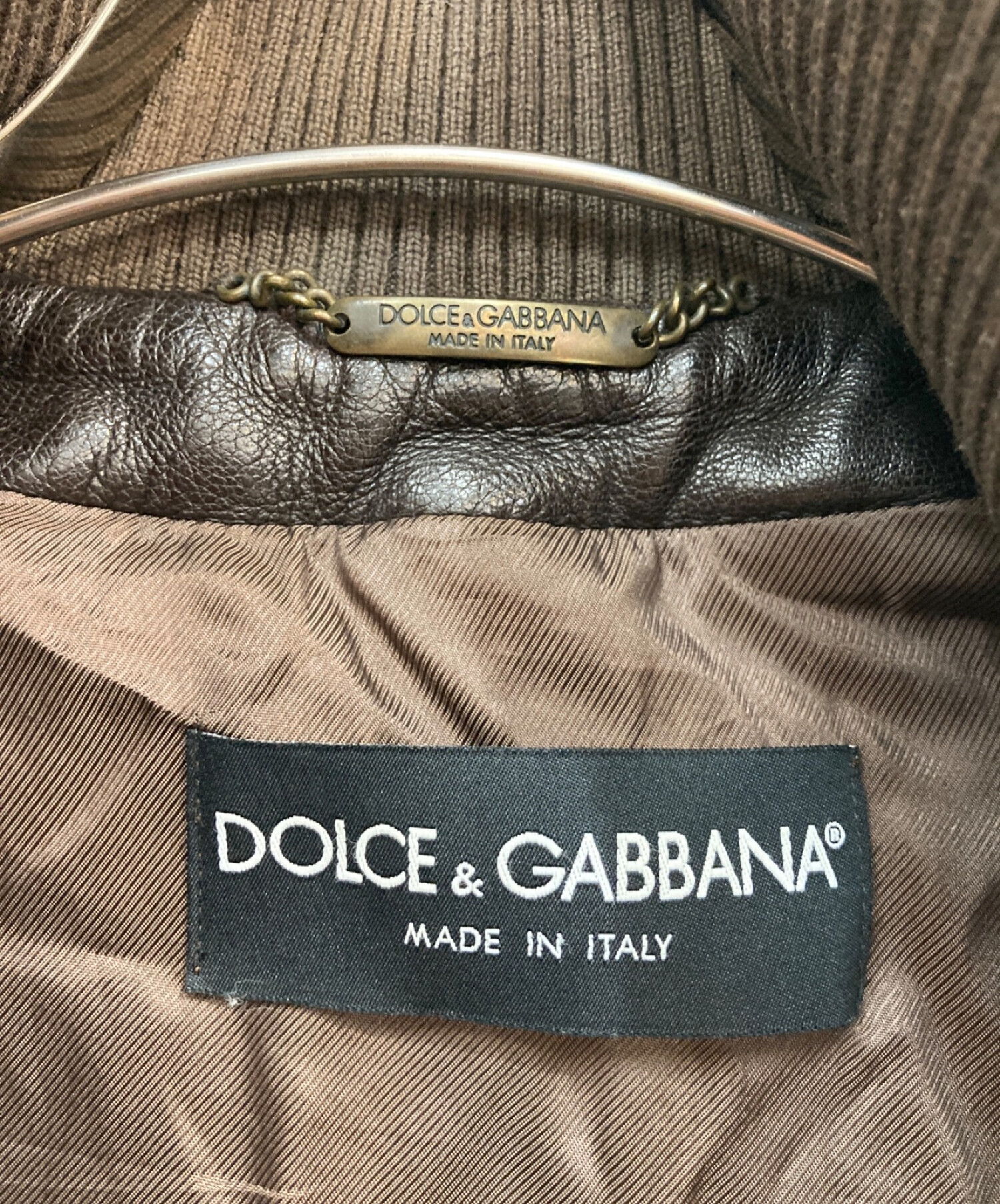 DOLCE & GABBANA (ドルチェ＆ガッバーナ) ナポレオンレザージャケット　G9078L　ブラウン ブラウン サイズ:46