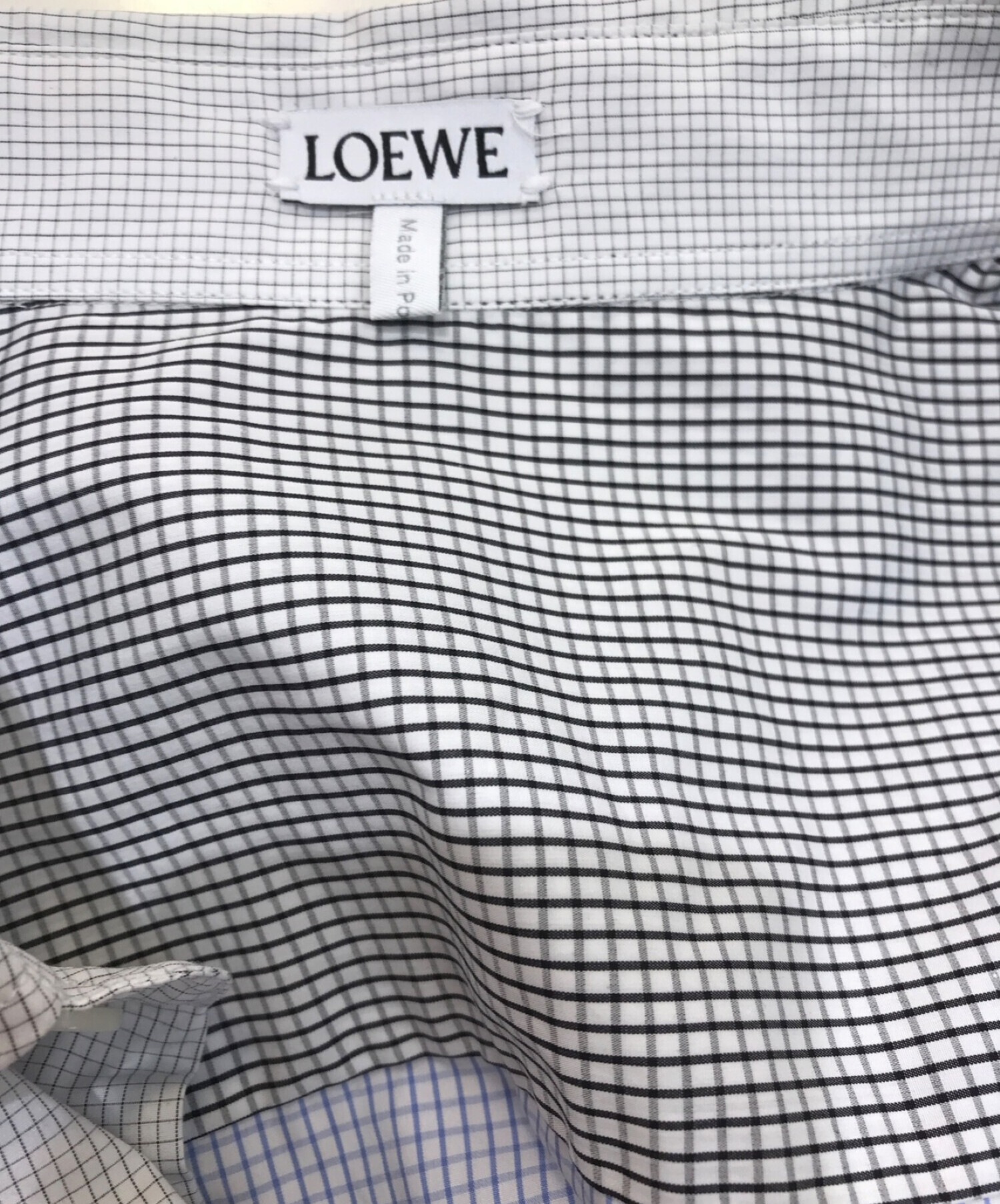 LOEWE (ロエベ) パッチワークロングシャツ　アシンメトリーシャツ　H526337X92 ホワイト サイズ:38