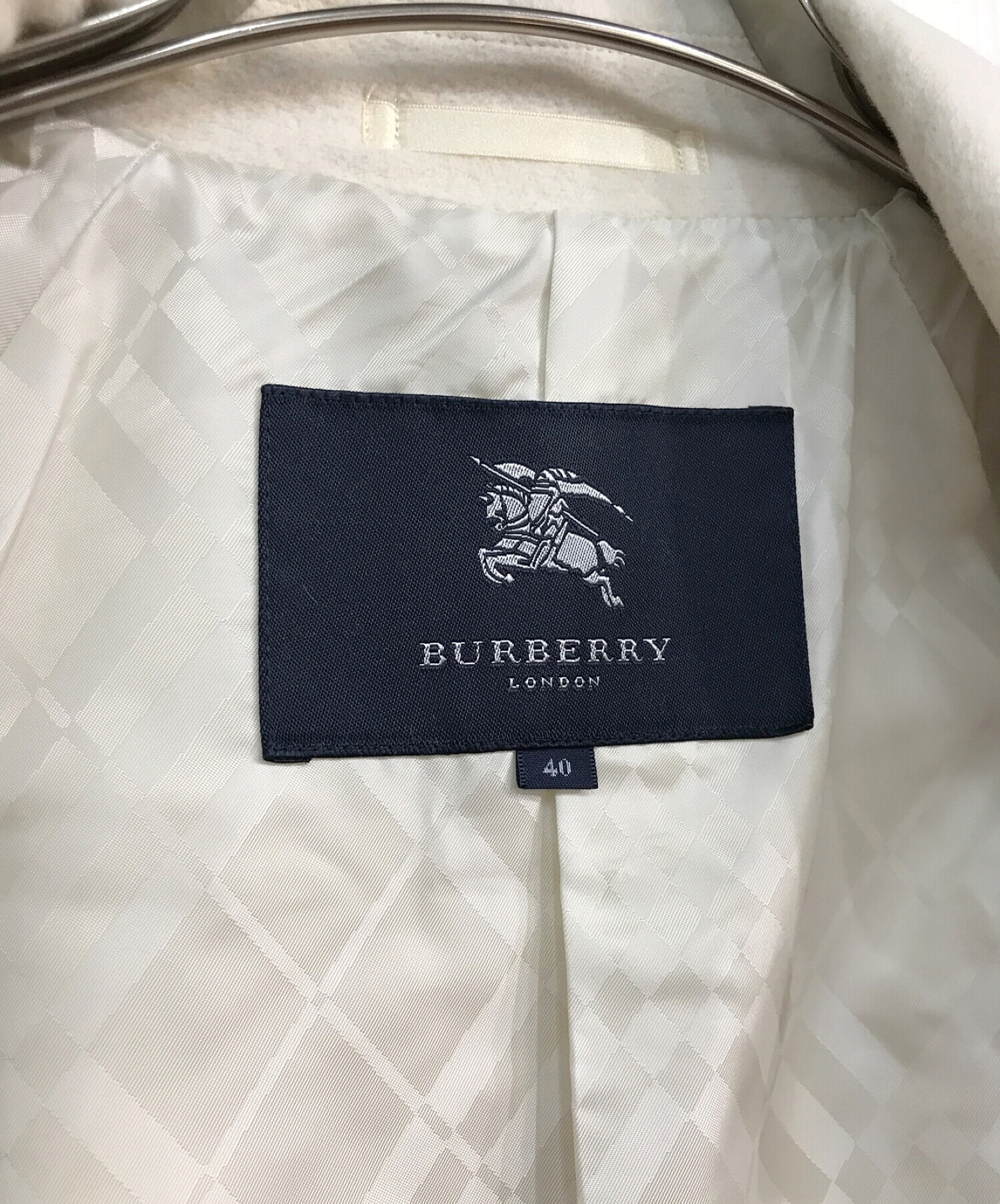 BURBERRY アンゴラ混ロンドンコート グレー 40-