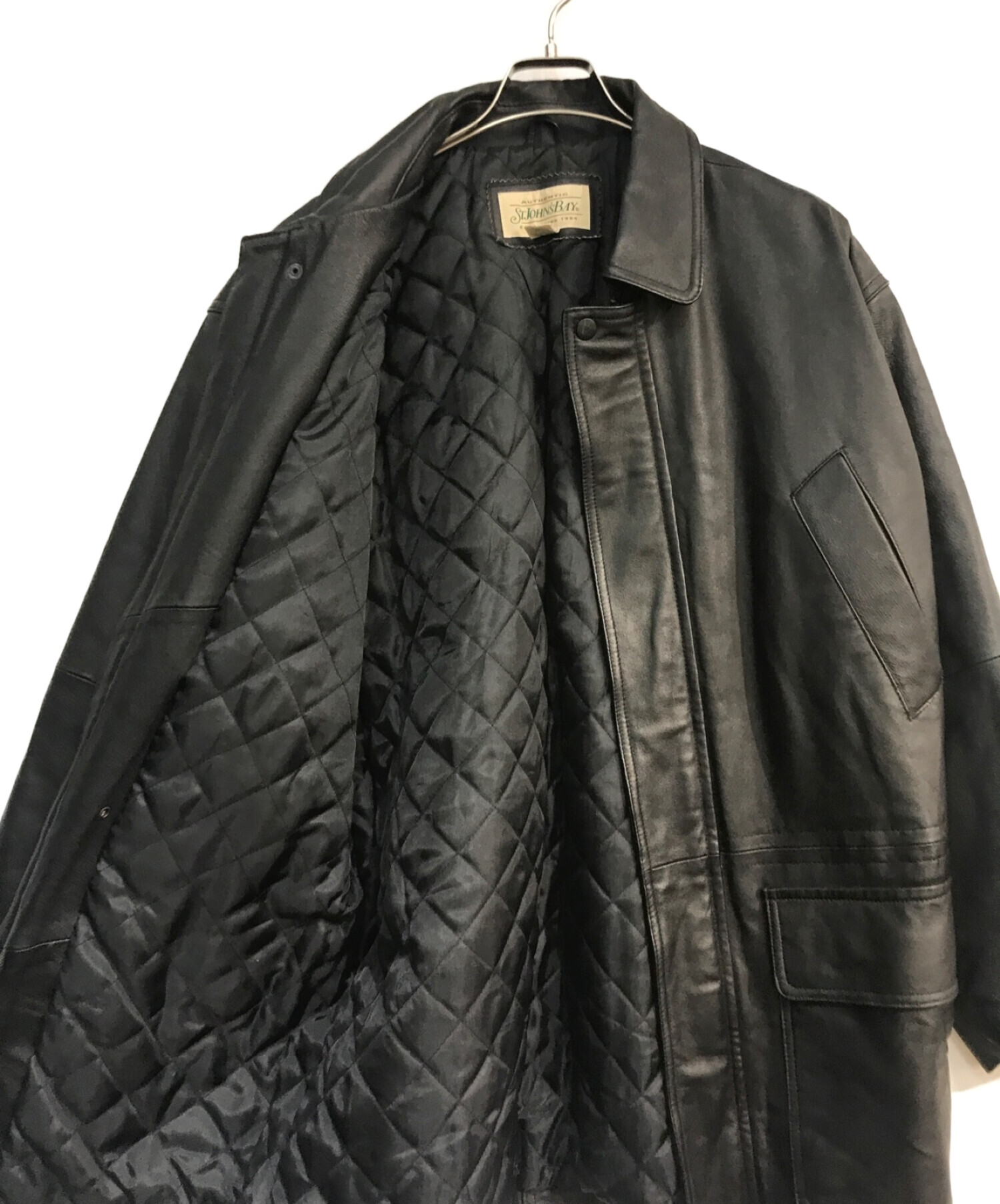 ST JOHN'S BAY (セントジョンズベイ) レザーカーコート　レザージャケット　90s ブラック サイズ:M