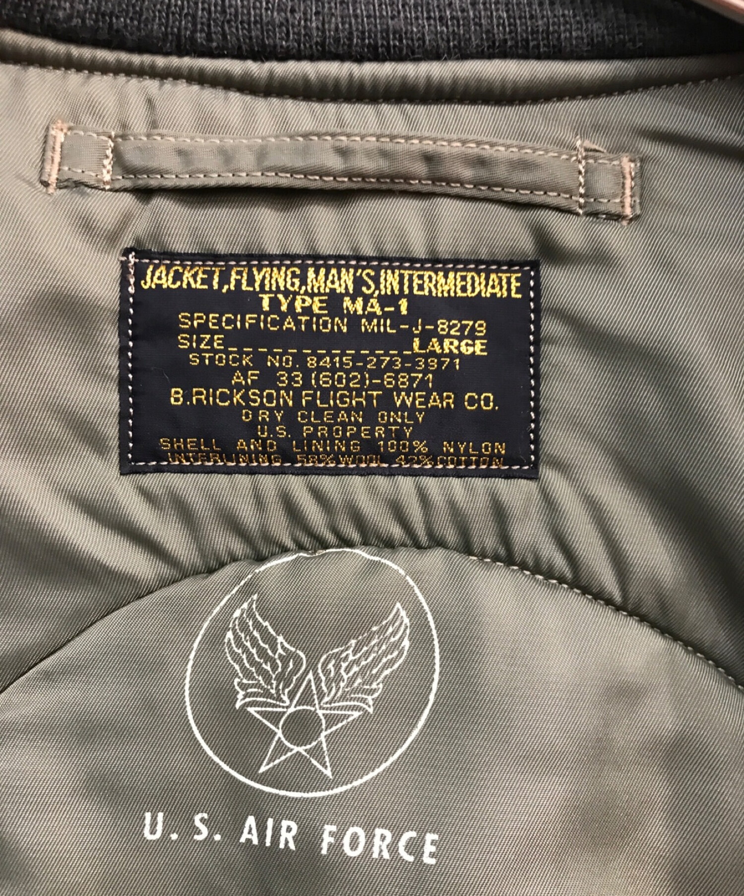 Buzz Rickson's (バズリクソンズ) MA-1ジャケット　BR10808 オリーブ サイズ:L