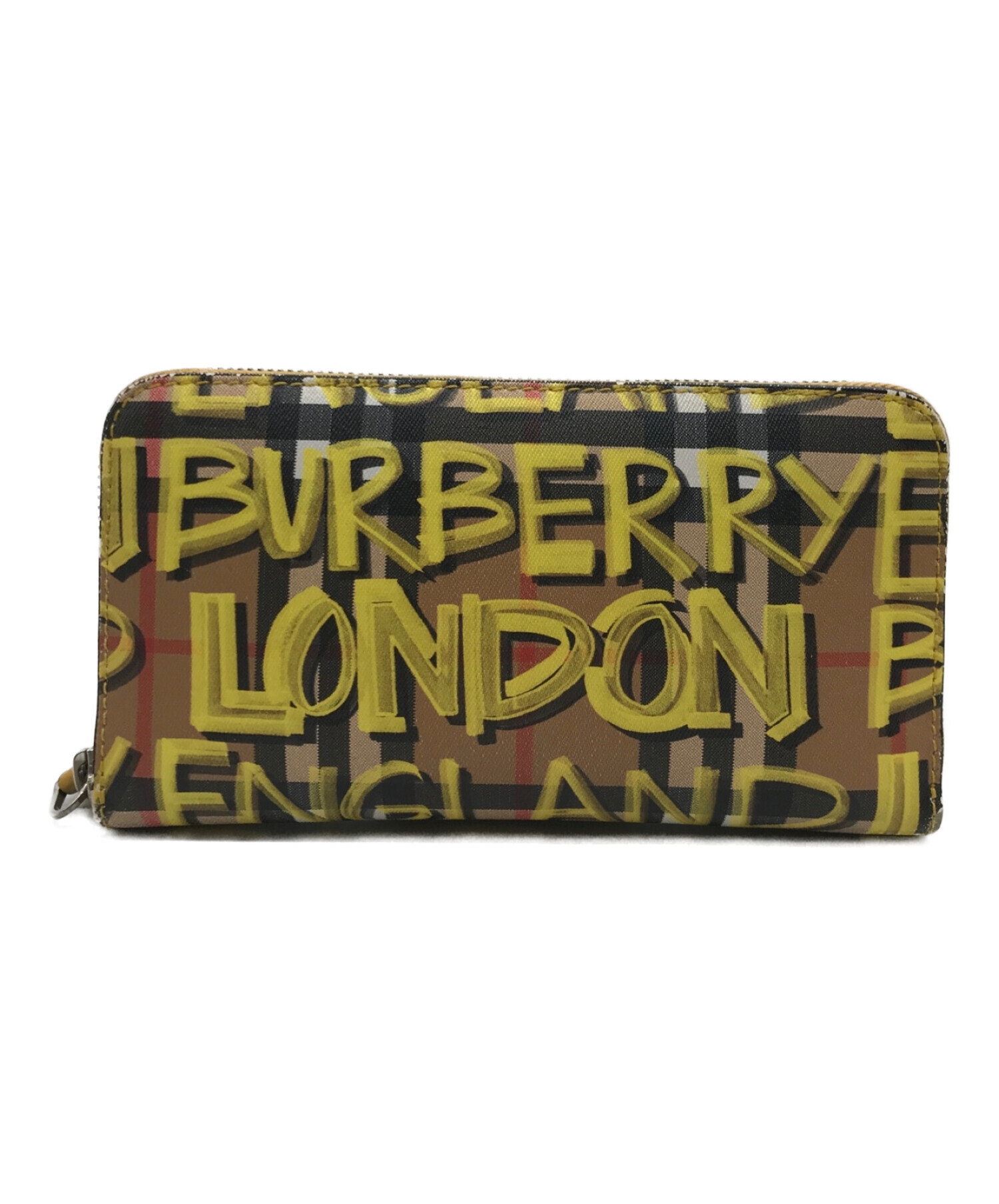 BURBERRY (バーバリー) グラフィティ ラウンドファスナー財布 ベージュ