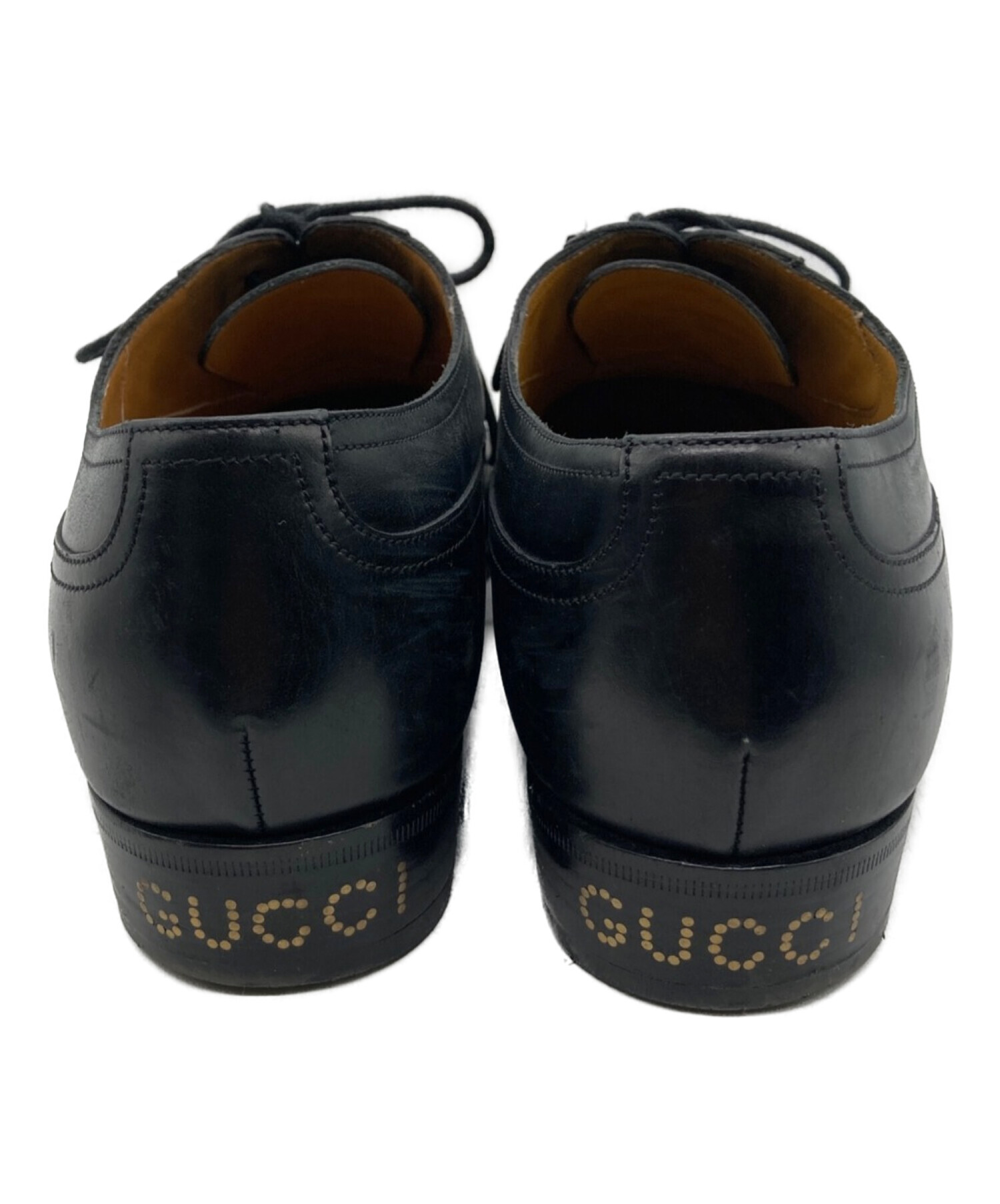 GUCCI (グッチ) ヒールロゴ　ストレートチップシューズ　547662　ブラック ブラック サイズ:9 1/2