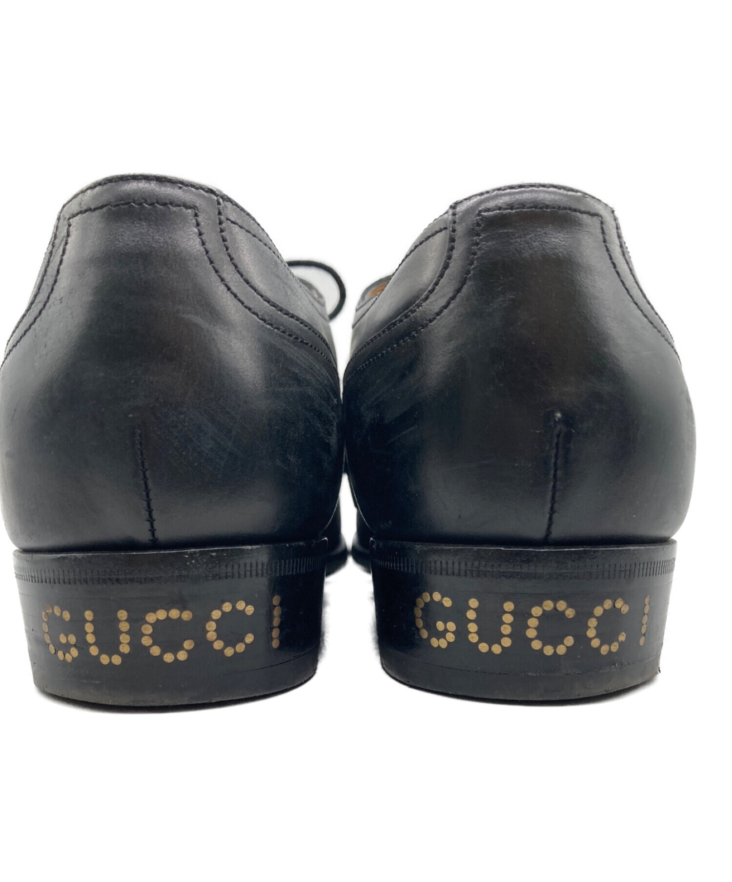 GUCCI (グッチ) ヒールロゴ　ストレートチップシューズ　547662　ブラック ブラック サイズ:9 1/2