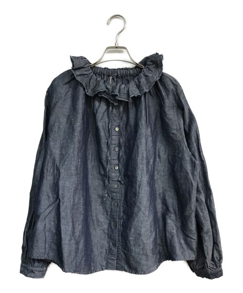 【中古・古着通販】nest Robe (ネストローブ) コットンリネンダンガリーフリルシャツ 01234-1469-15 ネイビー  サイズ:free｜ブランド・古着通販 トレファク公式【TREFAC FASHION】スマホサイト