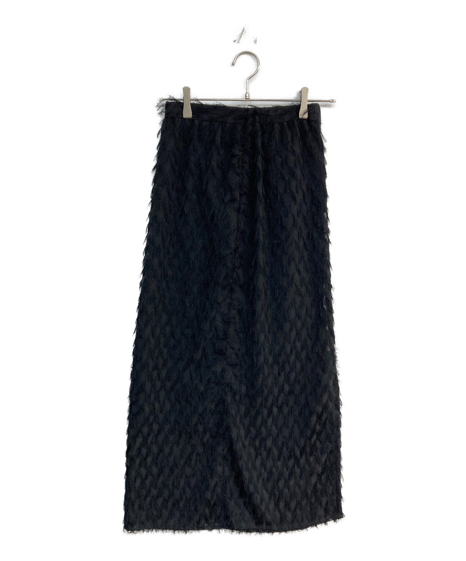 FRAY ID (フレイ アイディー) フリンジジャガードナロースカート　FWFS235016 ブラック