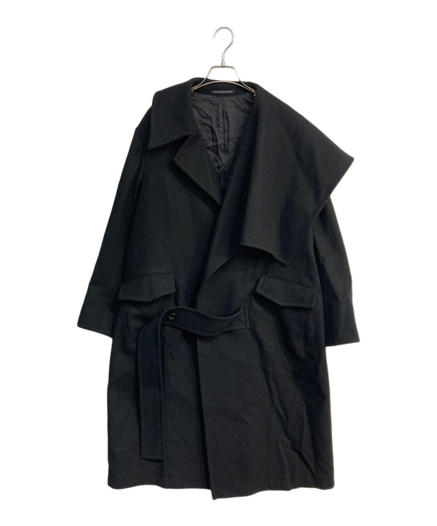 中古・古着通販】yohji yamamoto+noir (ヨウジヤマモトプリュスノアール) アシンメトリーウールコート 19AW NC-C01-102  ブラック サイズ:1｜ブランド・古着通販 トレファク公式【TREFAC FASHION】スマホサイト