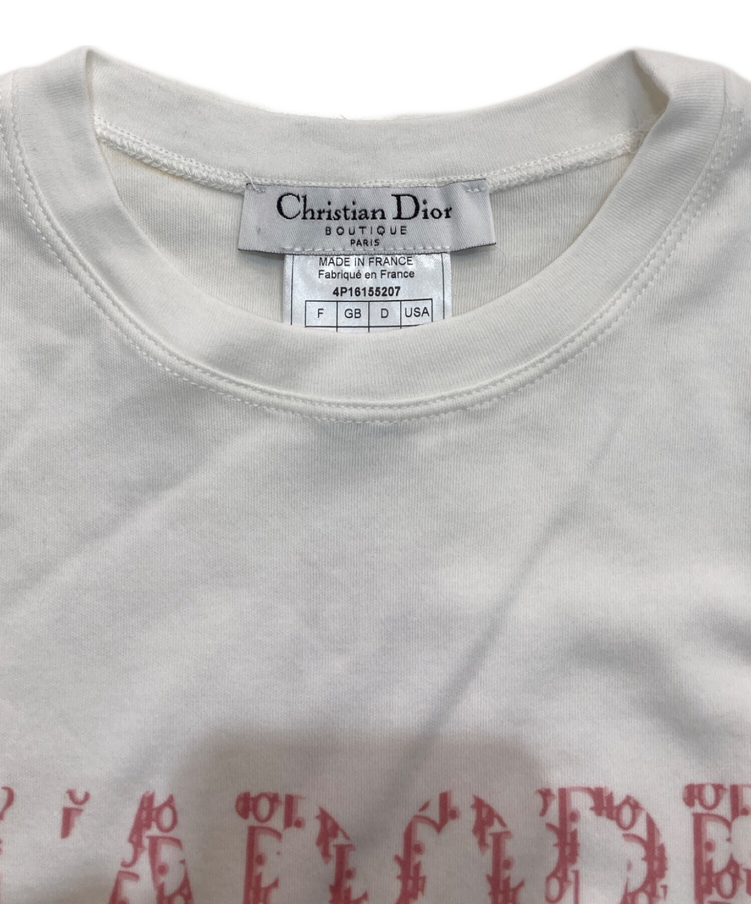 Christian Dior (クリスチャン ディオール) J'ADORE DIOR ロゴTシャツ　トロッター柄　4P16155207 ホワイト  サイズ:36