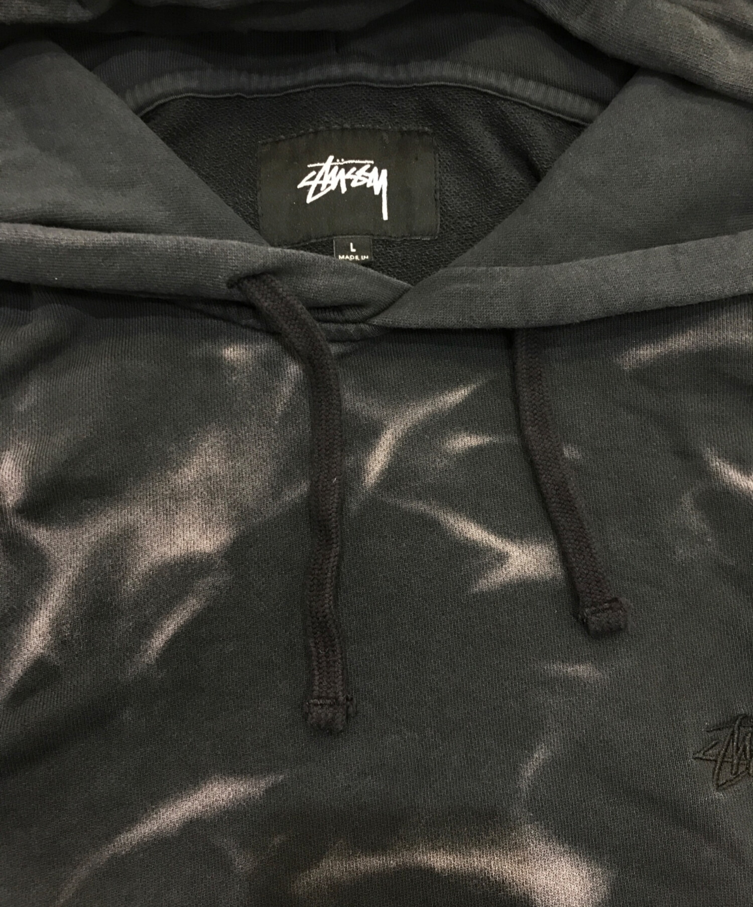 stussy (ステューシー) タイダイ柄パーカー ブラック サイズ:L