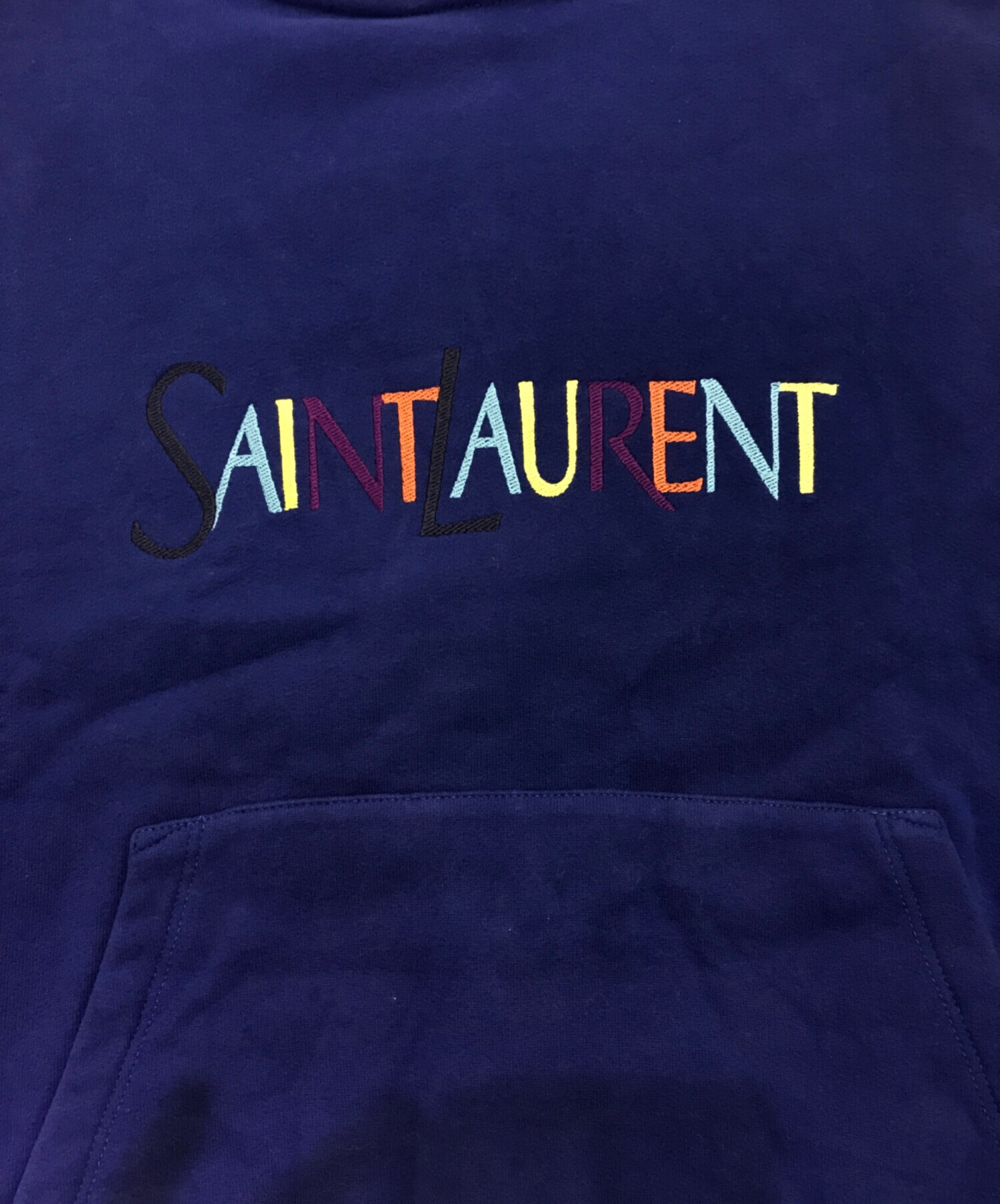 中古・古着通販】Saint Laurent Paris (サンローランパリ) ロゴ刺繍プルオーバーパーカー 717847 Y37CG ブルー  サイズ:XS｜ブランド・古着通販 トレファク公式【TREFAC FASHION】スマホサイト