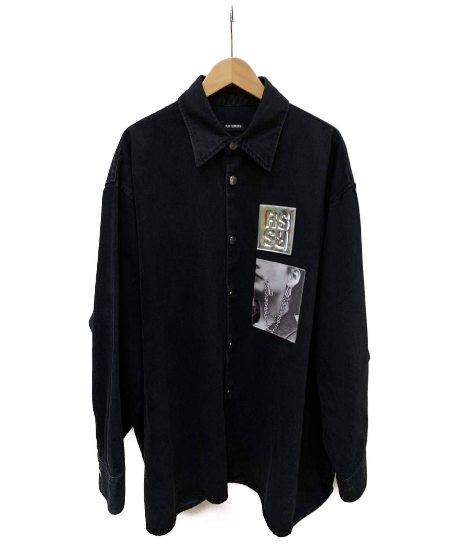 RAF SIMONS (ラフシモンズ) Two Patches Big fit shirt ブラック サイズ:SIZE L