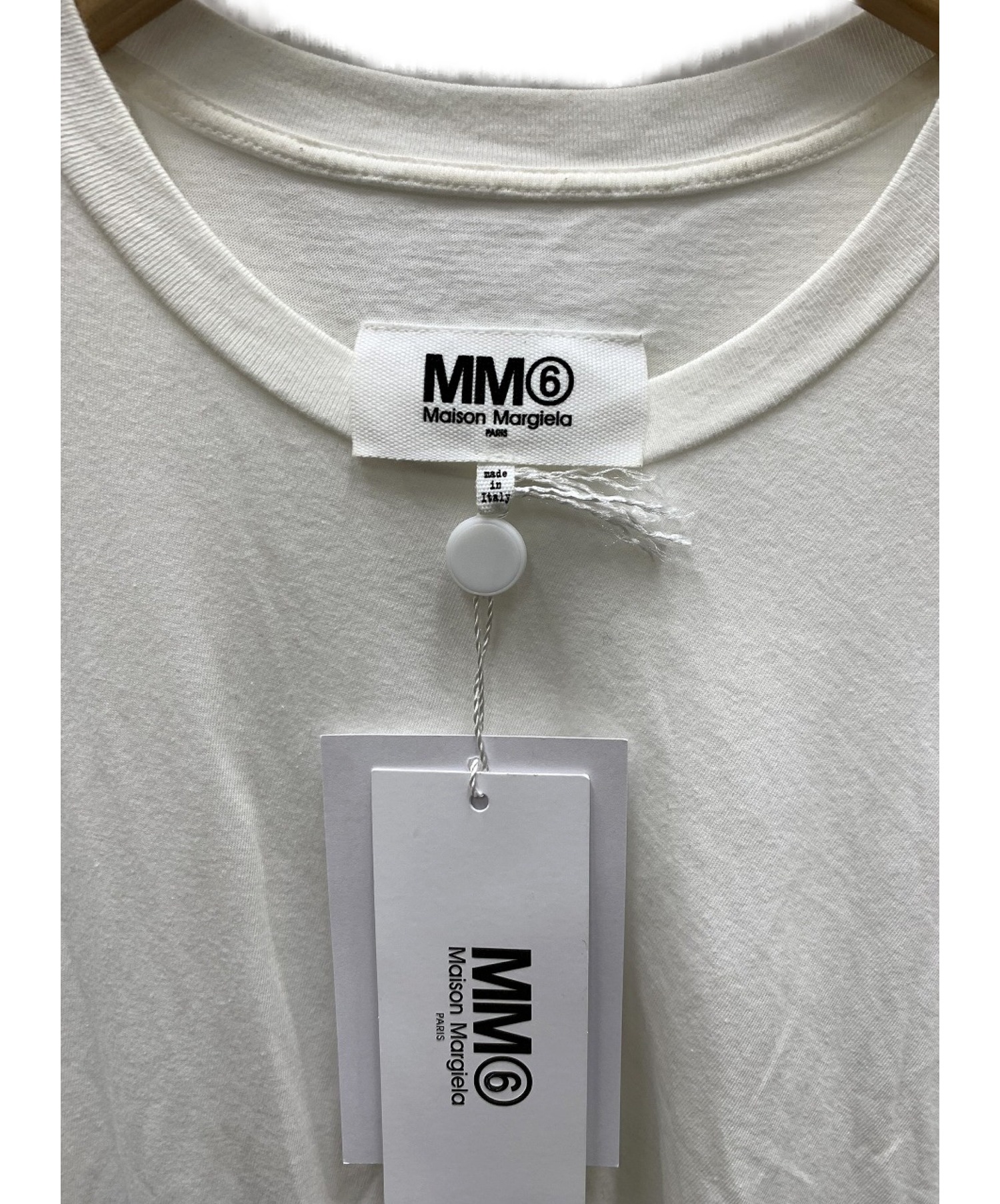 MM6 Maison Margiela (エムエムシックスメゾンマルジェラ) アシンメトリーカットソーワンピース ホワイト サイズ:表記なし