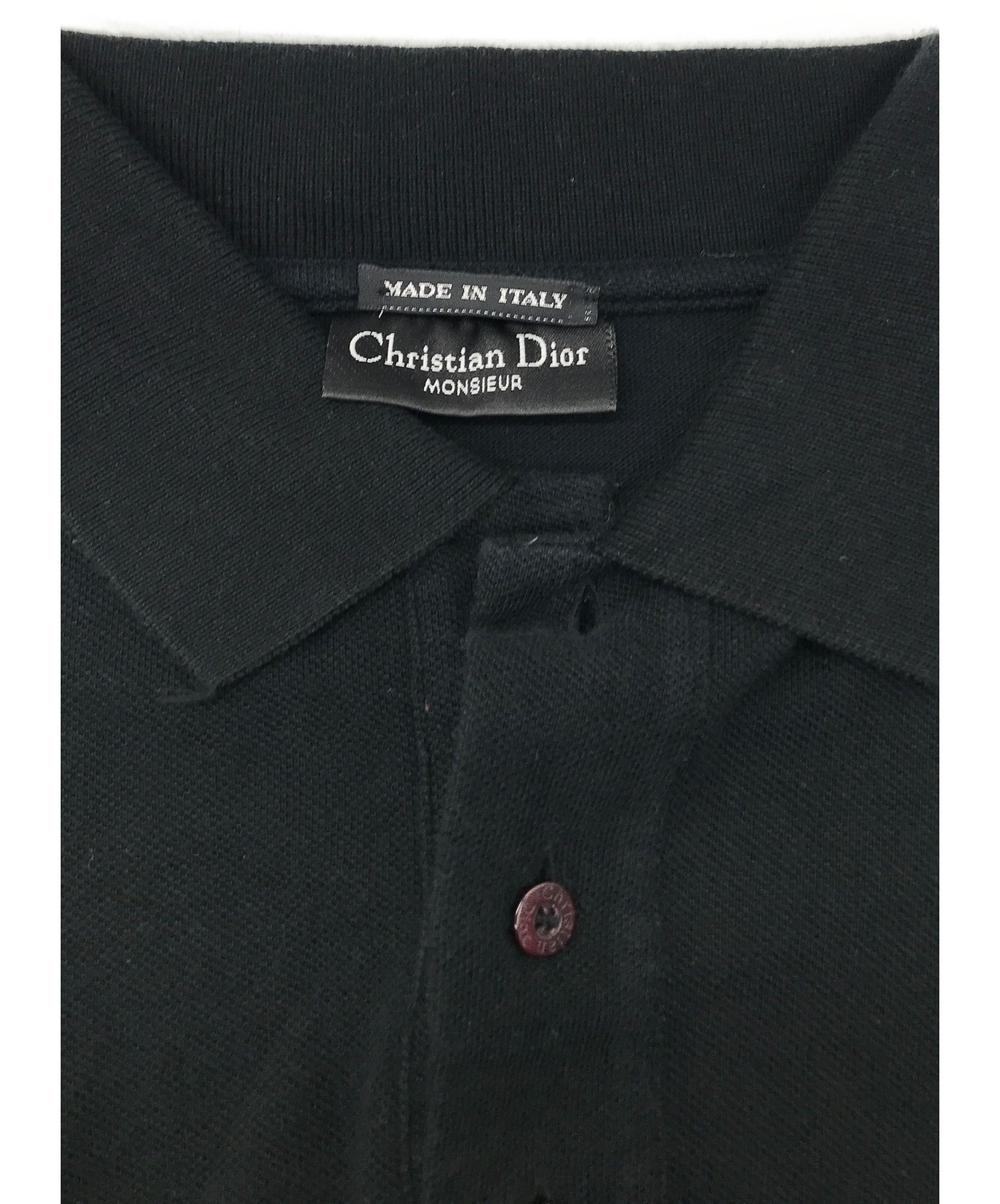 Christian Dior MONSIEUR (クリスチャンディオールムッシュ) 刺繍ロゴポロシャツ ブラック サイズ:SIZE M