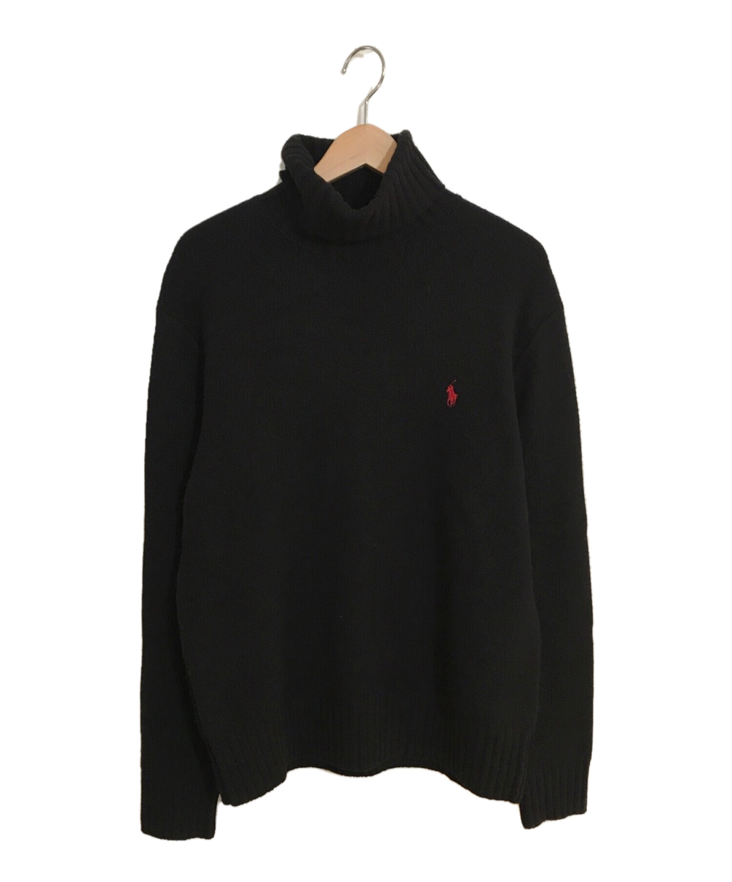 POLO RALPH LAUREN (ポロ・ラルフローレン) タートルネックニット ブラック×レッド サイズ:SIZE M