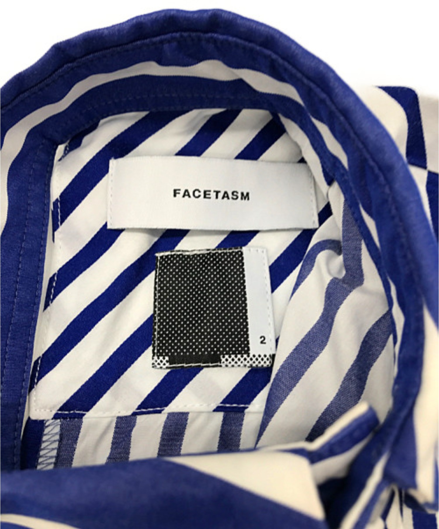 FACETASM (ファセッタズム) ストライプデザインシャツブラウス ホワイト×ブルー サイズ:SIZE 2