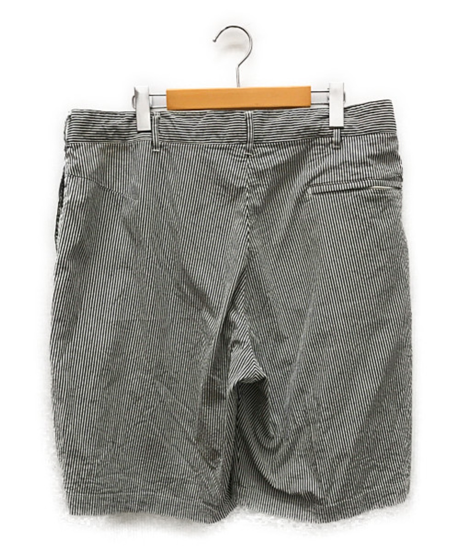 Engineered Garments (エンジニアードガーメンツ) ビッグシアサッカーショーツ アイボリー×ネイビー サイズ:SIZE L 21SS  SUNSET SHORTS-SEERSUCKER 人気サイズ