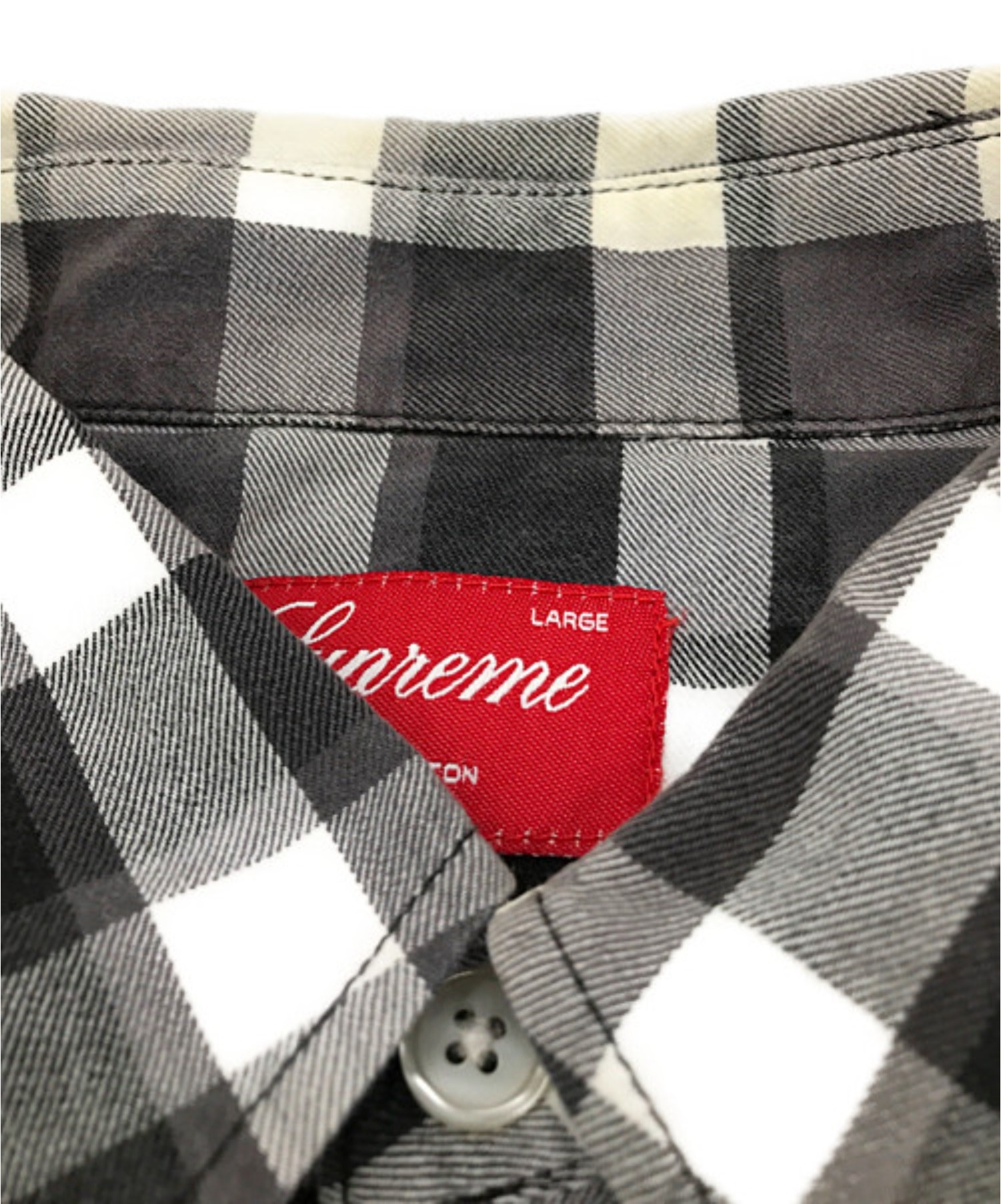 SUPREME (シュプリーム) ブロックチェックシャツ グレー×ホワイト サイズ:L