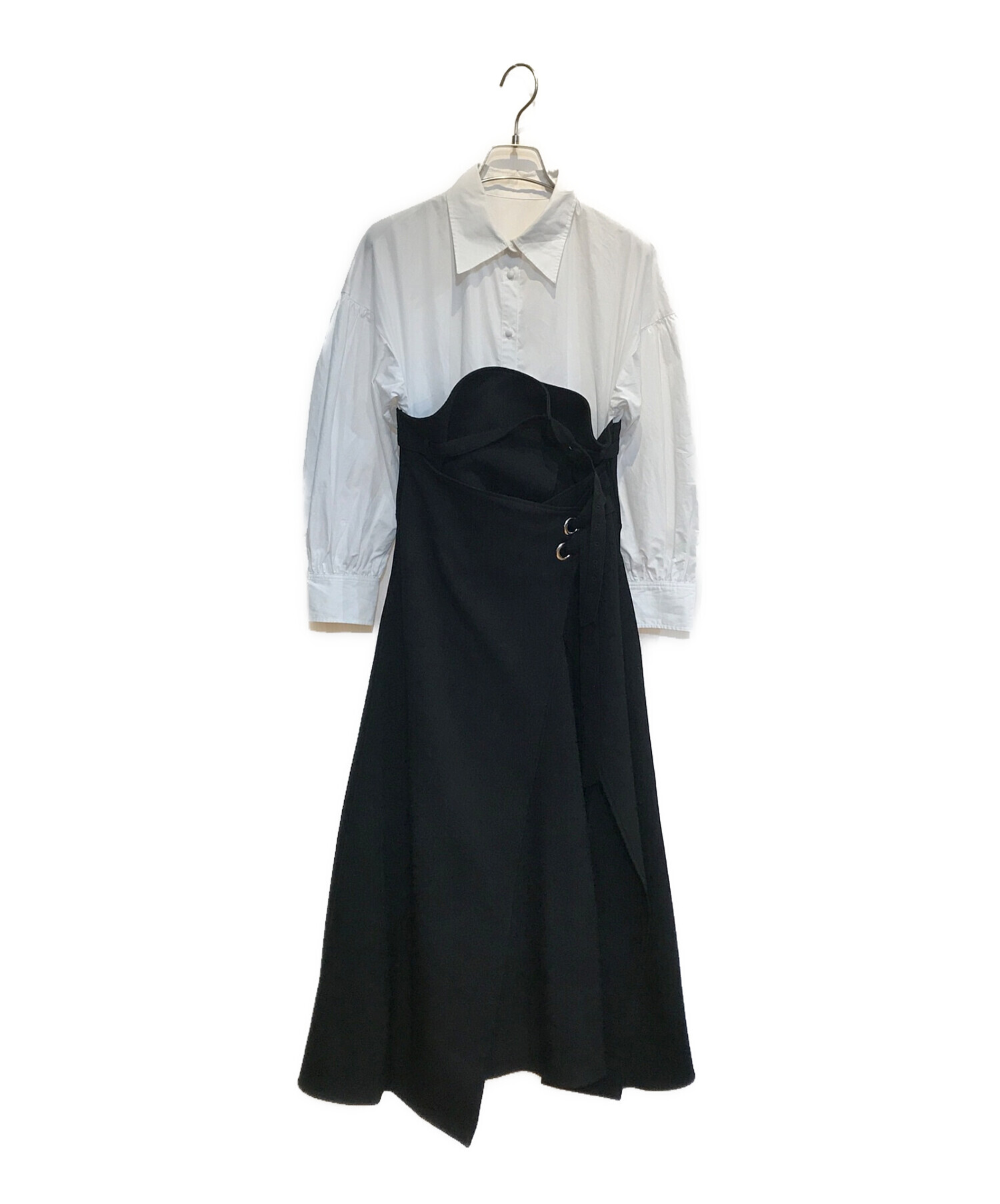 Ameri (アメリ) MILLEFEUILLE SHIRT DRESS/ミルフィーユ シャツ ドレス ホワイト×ブラック サイズ:S