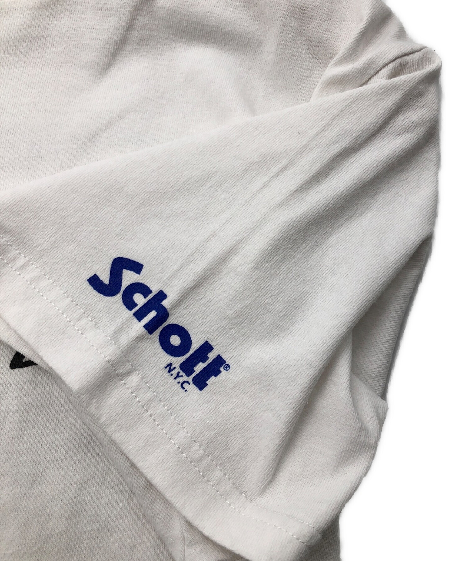 stussy× schott (ステューシー×ショット) 100周年記念ハーレーTシャツ ホワイト サイズ:Ｍ