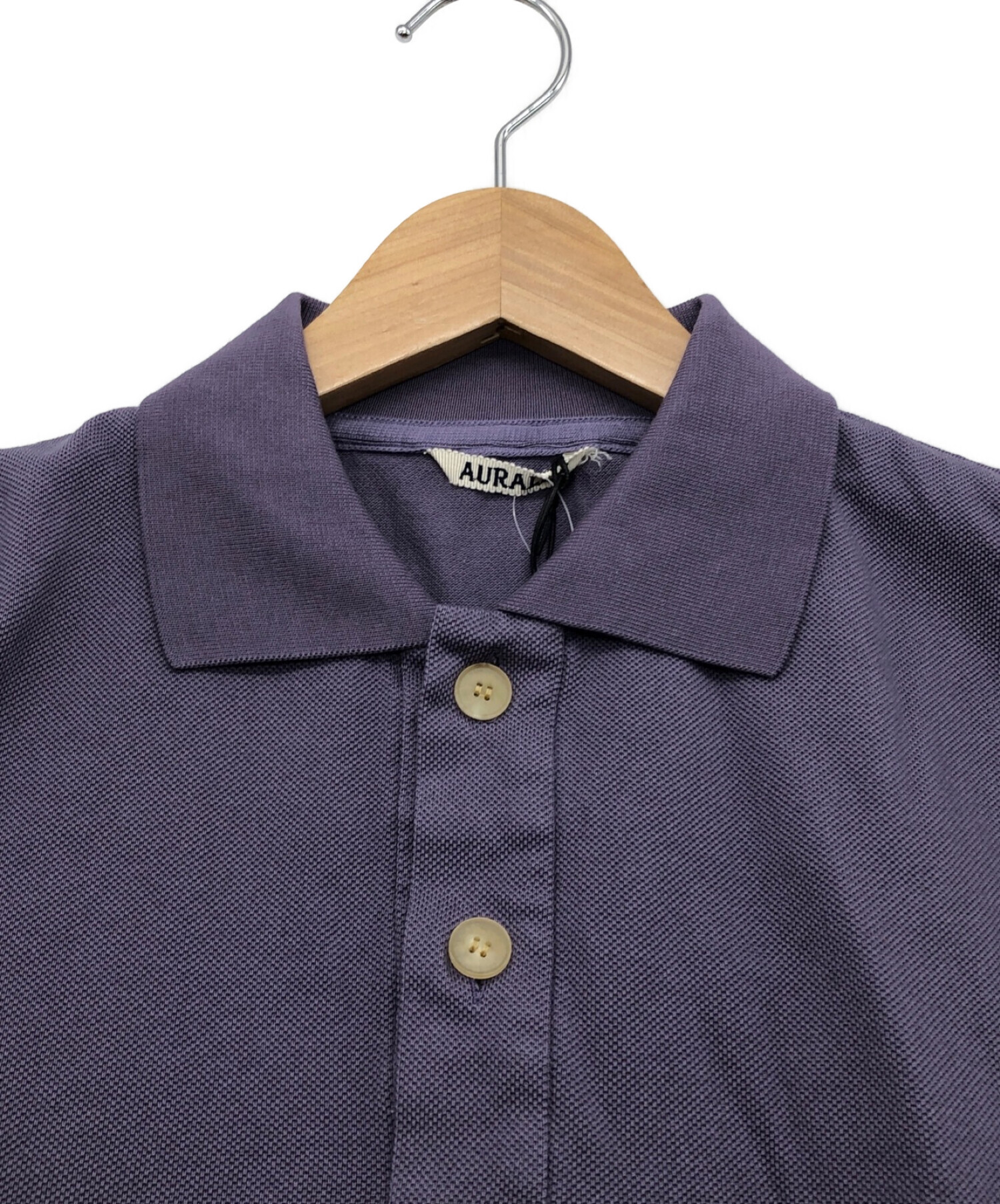 AURALEE×BEAMS T (オーラリー×ビームスティ) SUPER FINE COTTON SALT SHRINK PIQUE BIG  POLO/スーパーファインコットンソルトシュリンクピケビッグポロ パープル サイズ:5