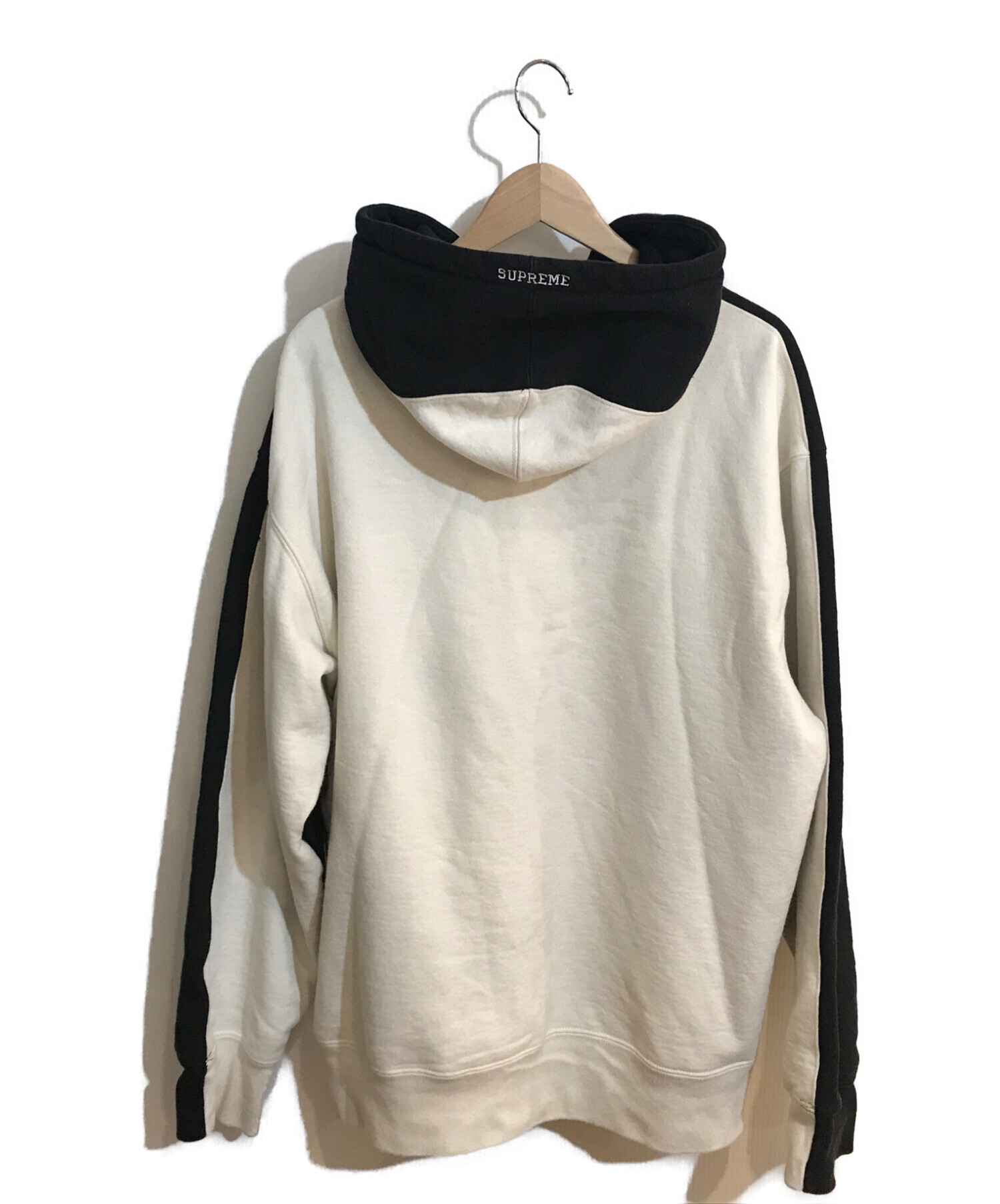 SUPREME (シュプリーム) S Logo Split Hooded Sweatshirt / Sロゴスウェットパーカー ブラック×ベージュ  サイズ:SIZE L