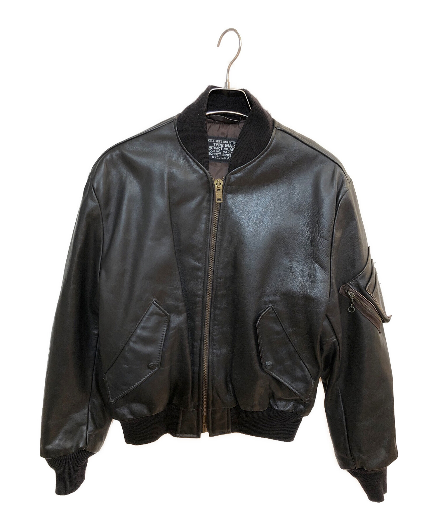 Schott (ショット) Leather Flight Jacket “MA-1/レザーフライトジャケット ブラック サイズ:40