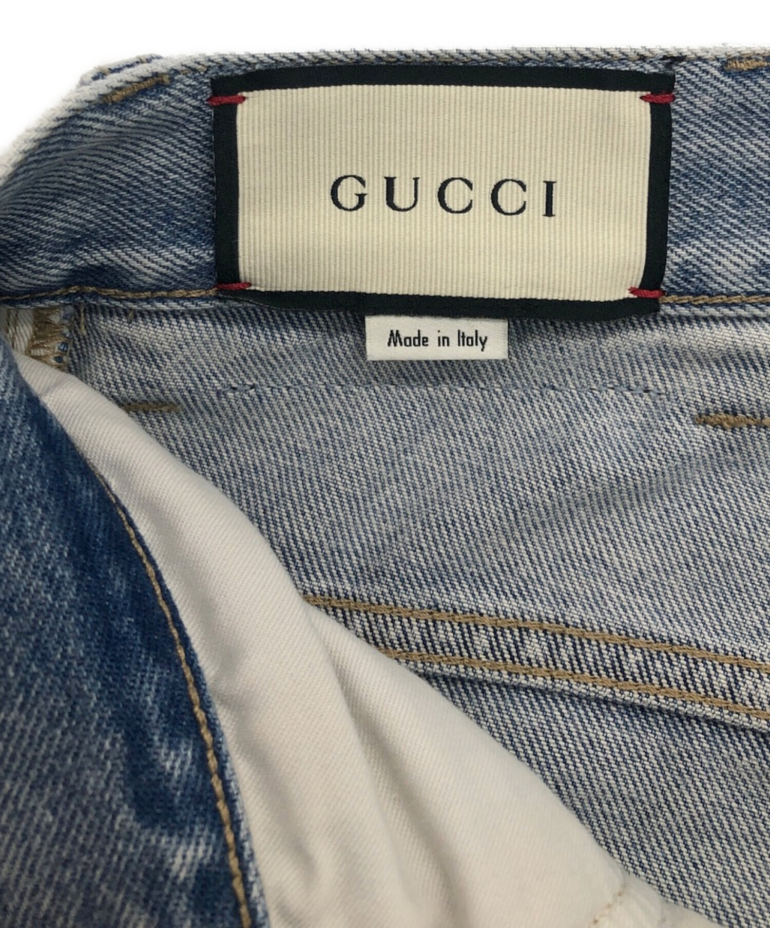 GUCCI (グッチ) ウォッシュドデニムレギュラーフィット パンツ ブルー サイズ:30