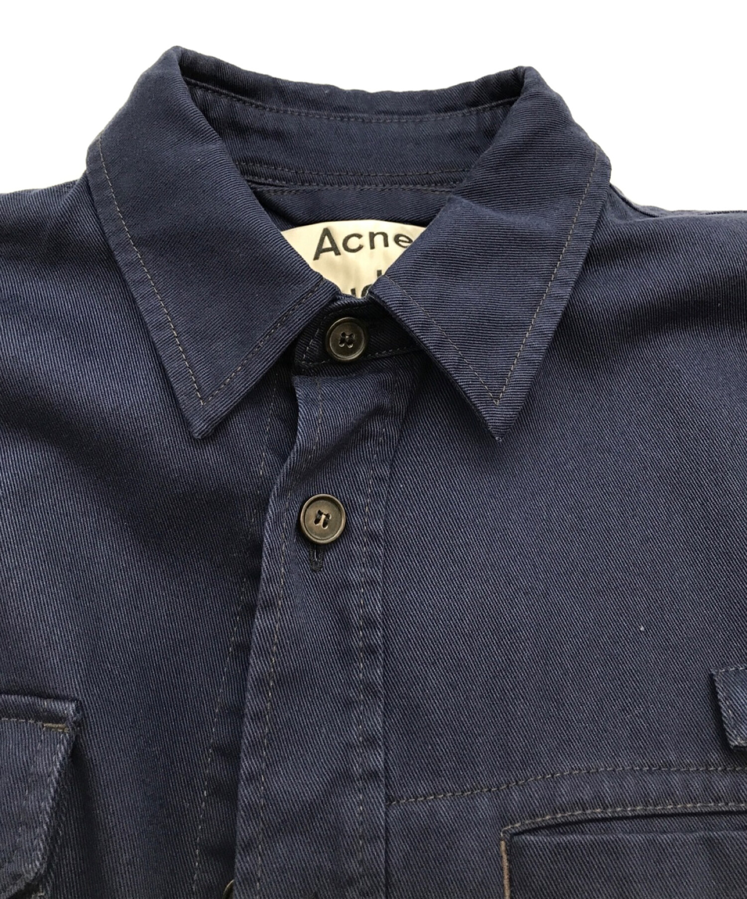 ACNE STUDIOS (アクネストゥディオズ) Cotton Twill Overshirt/コットンツイルオーバーシャツ ブルー サイズ:46