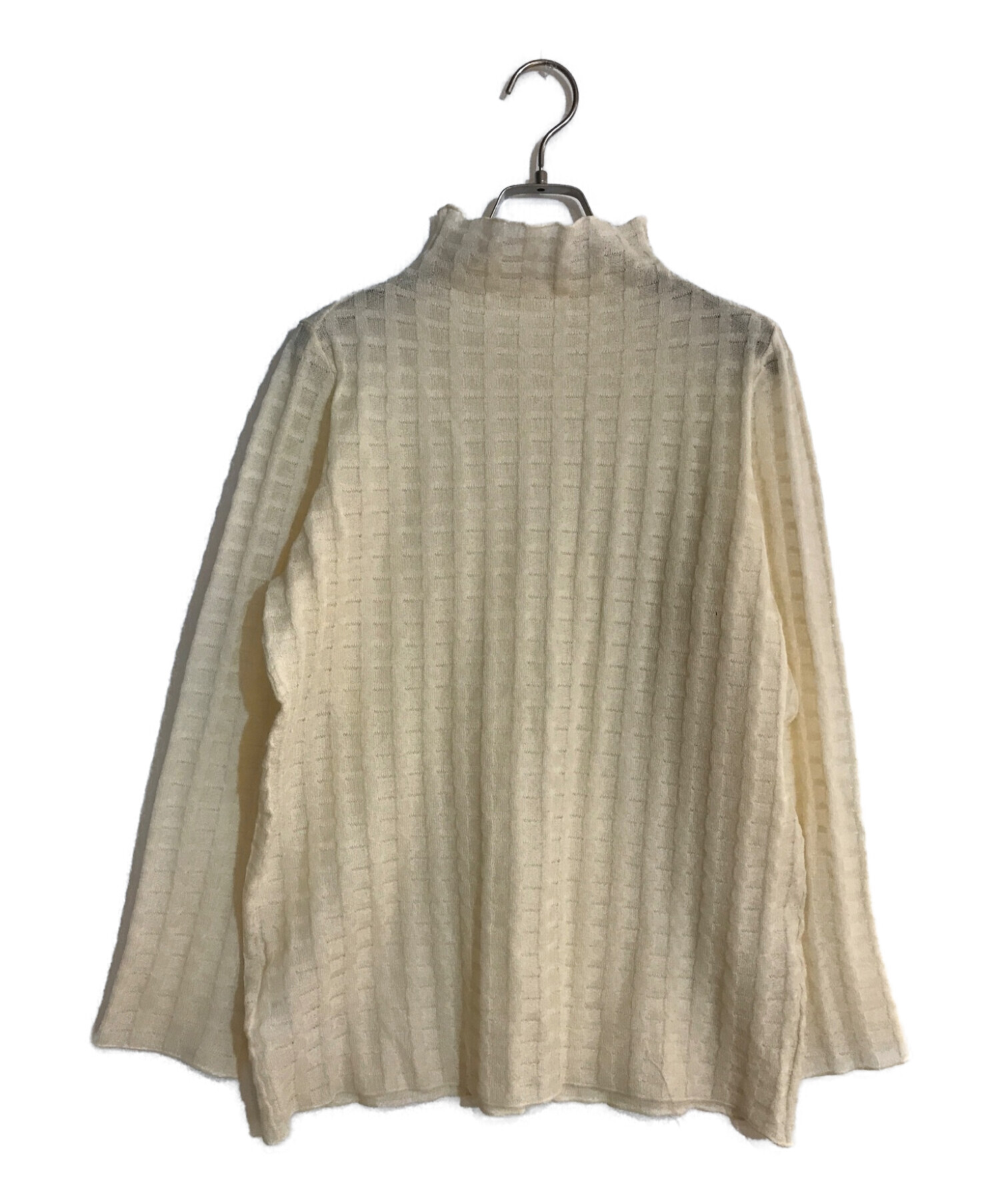 Ameri (アメリ) PLAID SHEER TURTLE KNIT/プレイド シアー タートルニット ベージュ サイズ:F