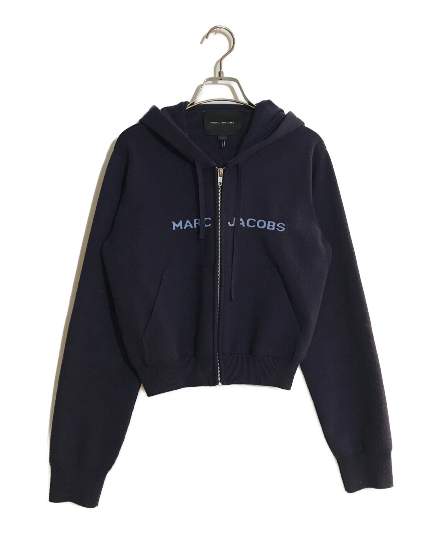 MARC JACOBS (マークジェイコブス) ロゴ クロップドジップフーディー ネイビー サイズ:SIZE S