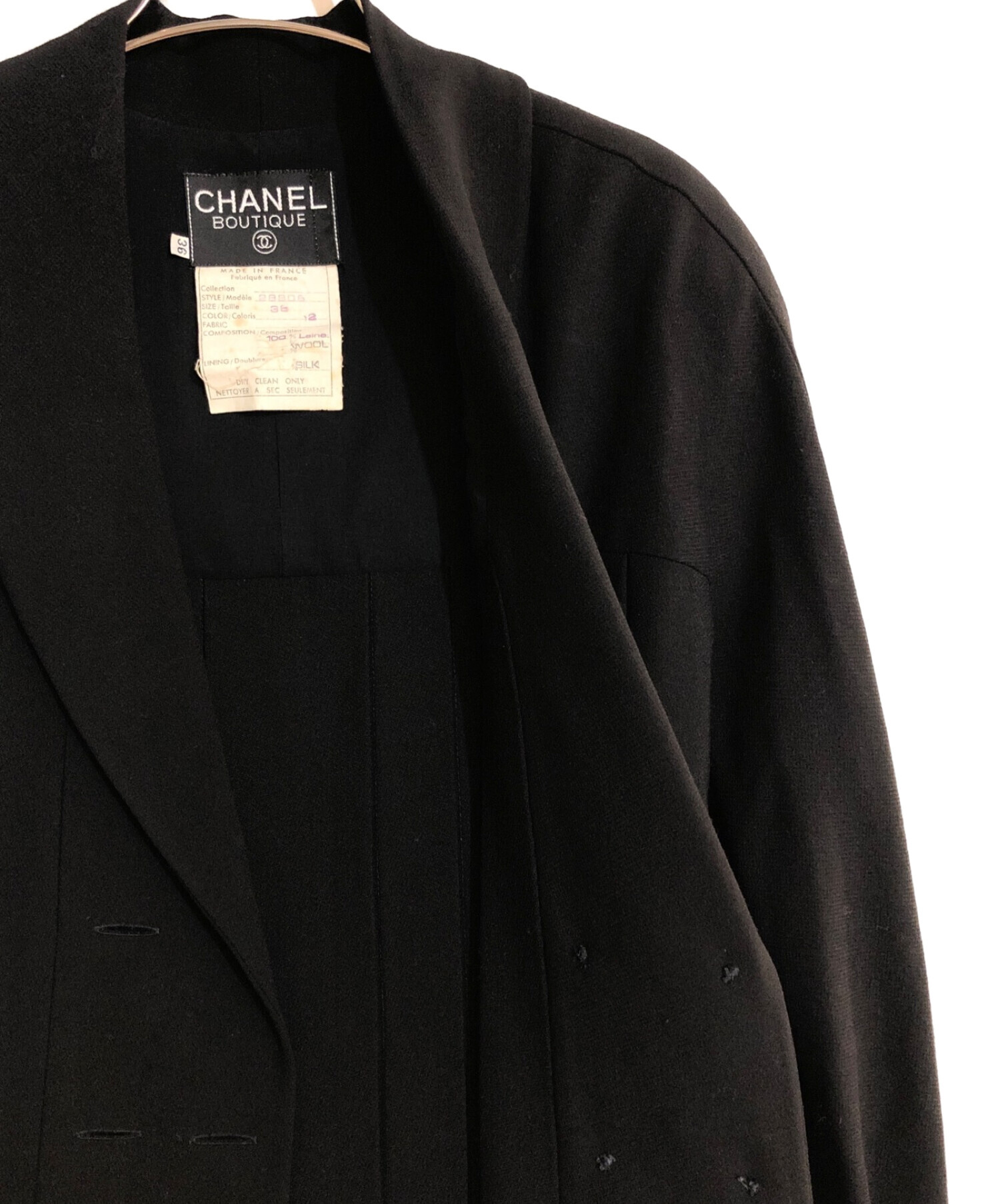CHANEL (シャネル) ココマークボタンショールカラーコート ブラック サイズ:36