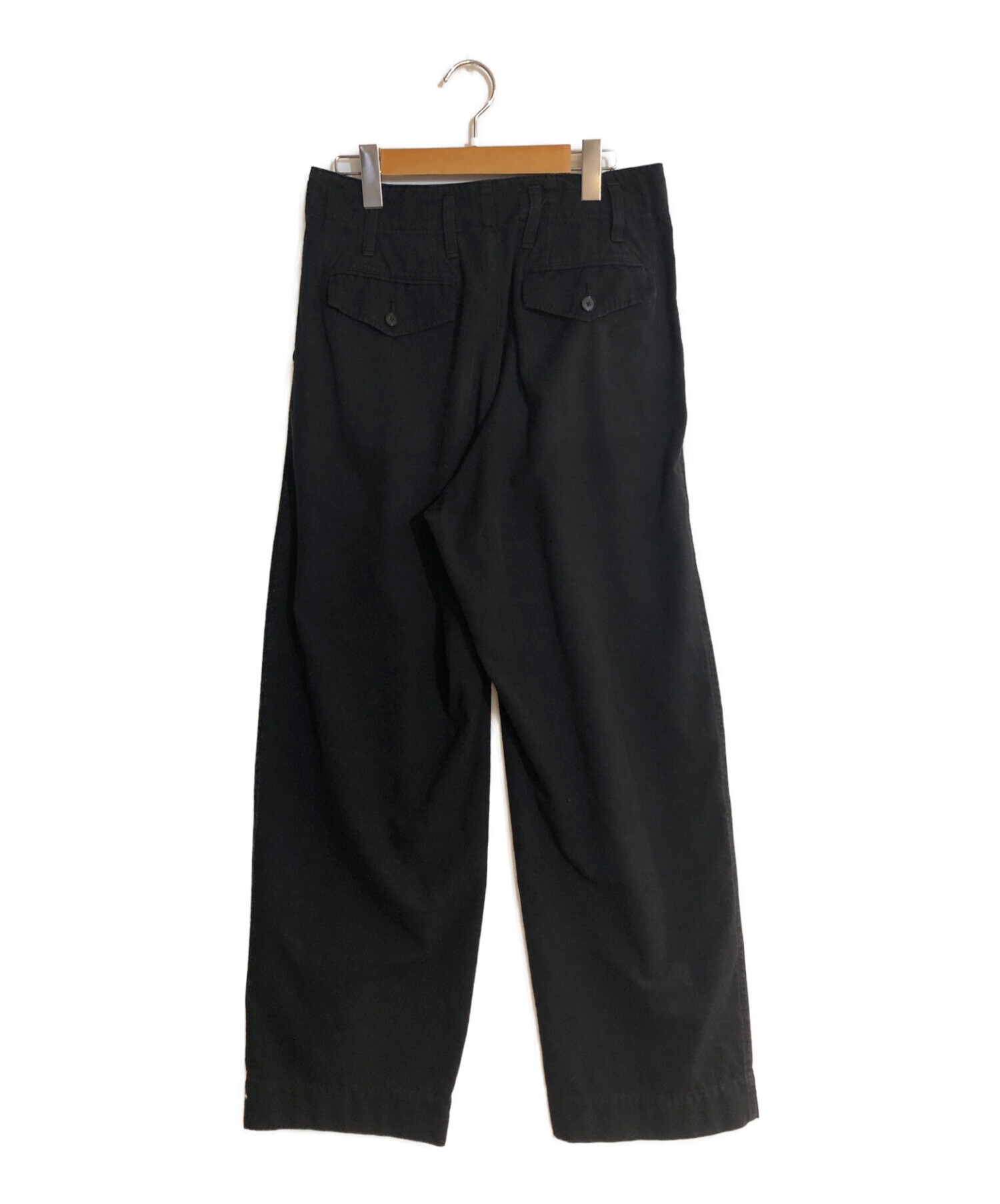 AURALEE (オーラリー) SUPER FINE WOOL COTTON TWILL SLACKS/スーパー ファイン ウール コットン ツウィル  スラックス ブラック サイズ:SIZE 4