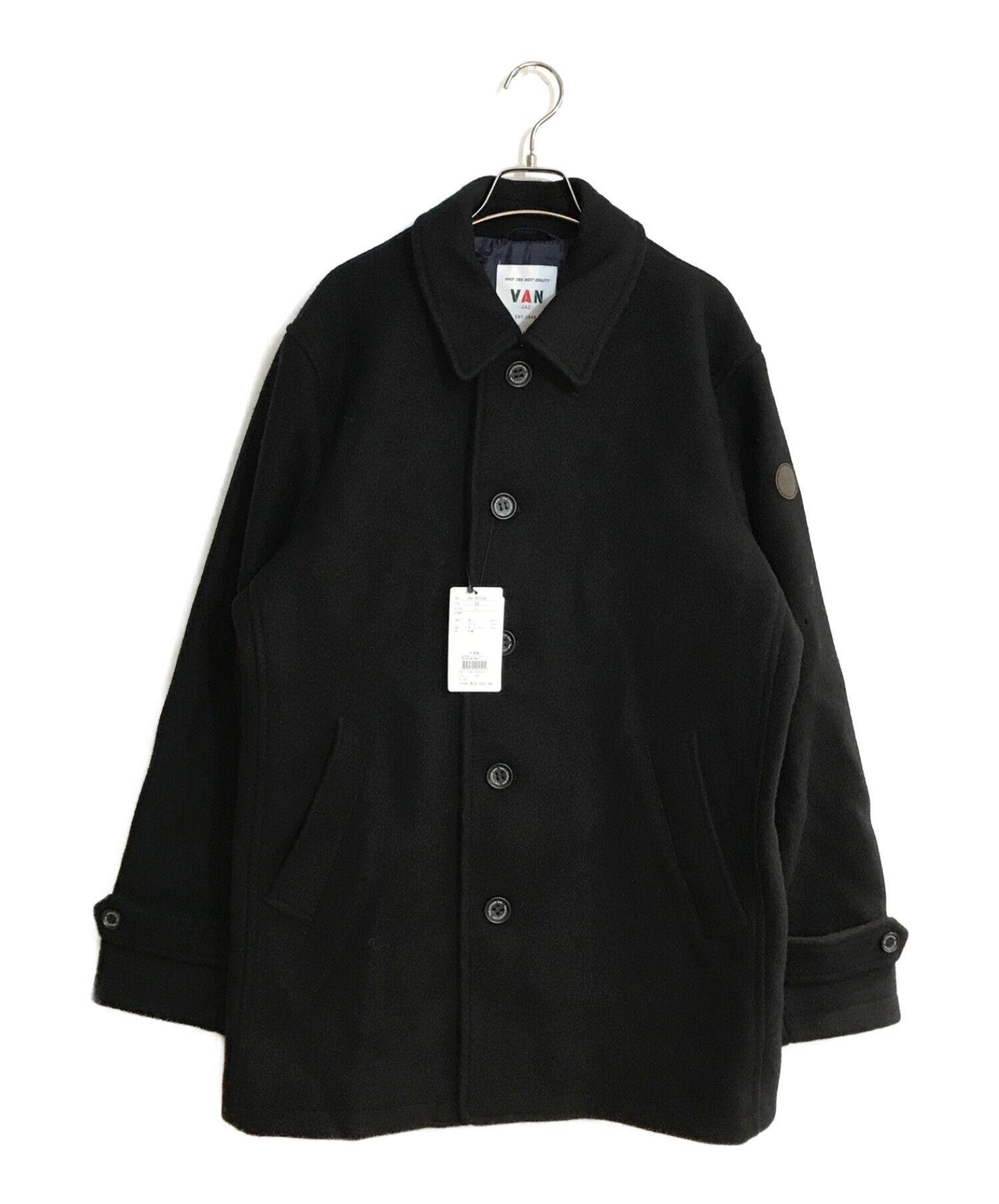 VAN (ヴァン) ステンカラーウールコート ブラック サイズ:SIZE ⅬⅬ 未使用品