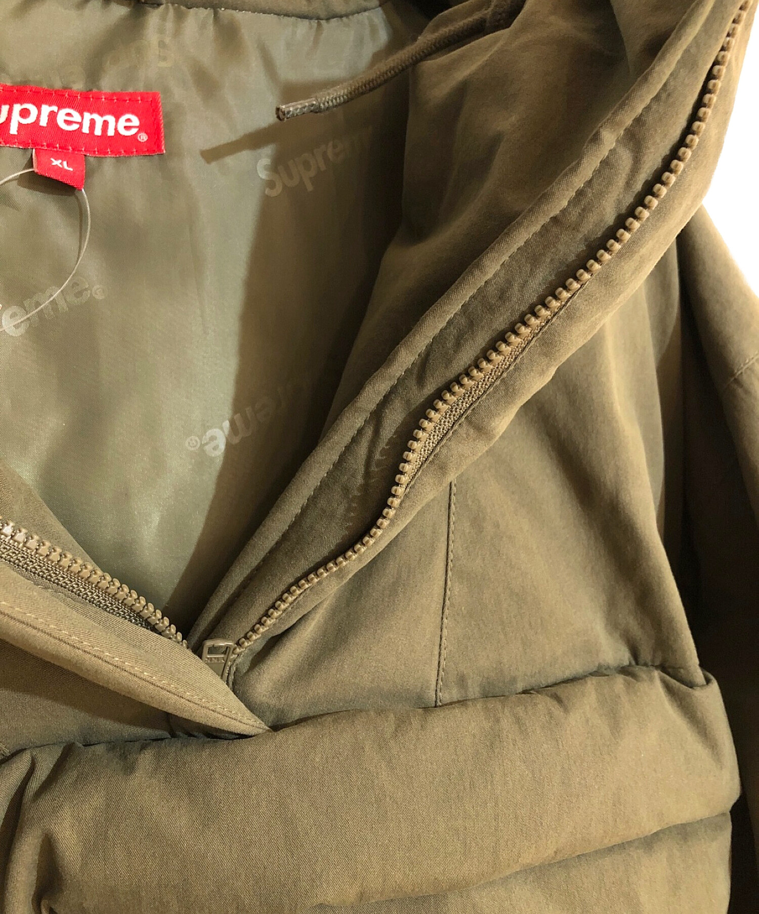 SUPREME (シュプリーム) cotton hooded down pullover/コットンフーテッドダウンプルオーバー グリーン サイズ:XL