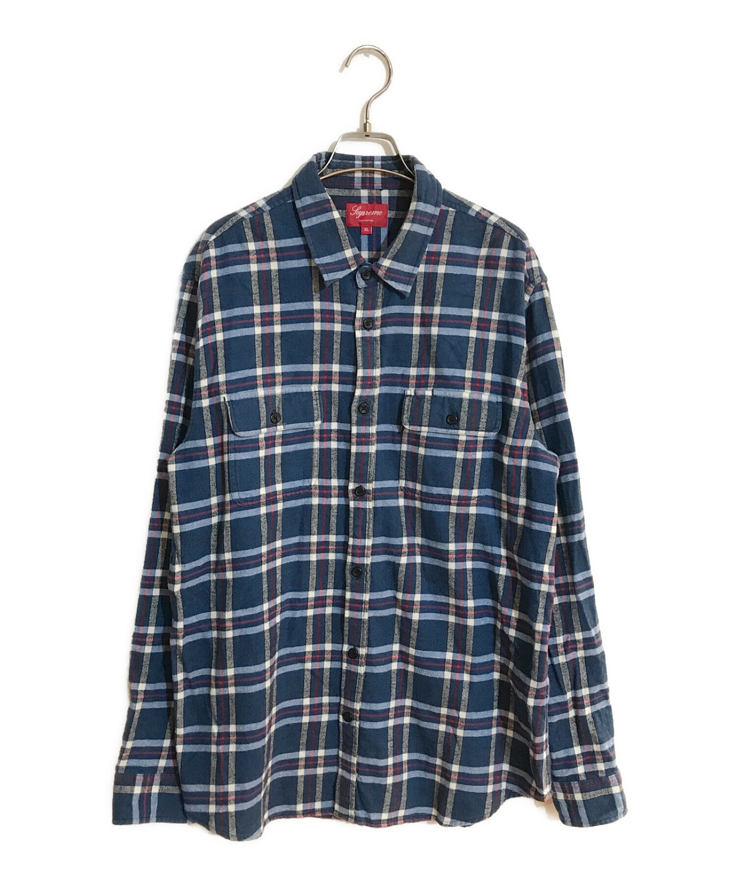 Supreme Plaid Flannel Shirt  XLサイズ　青色