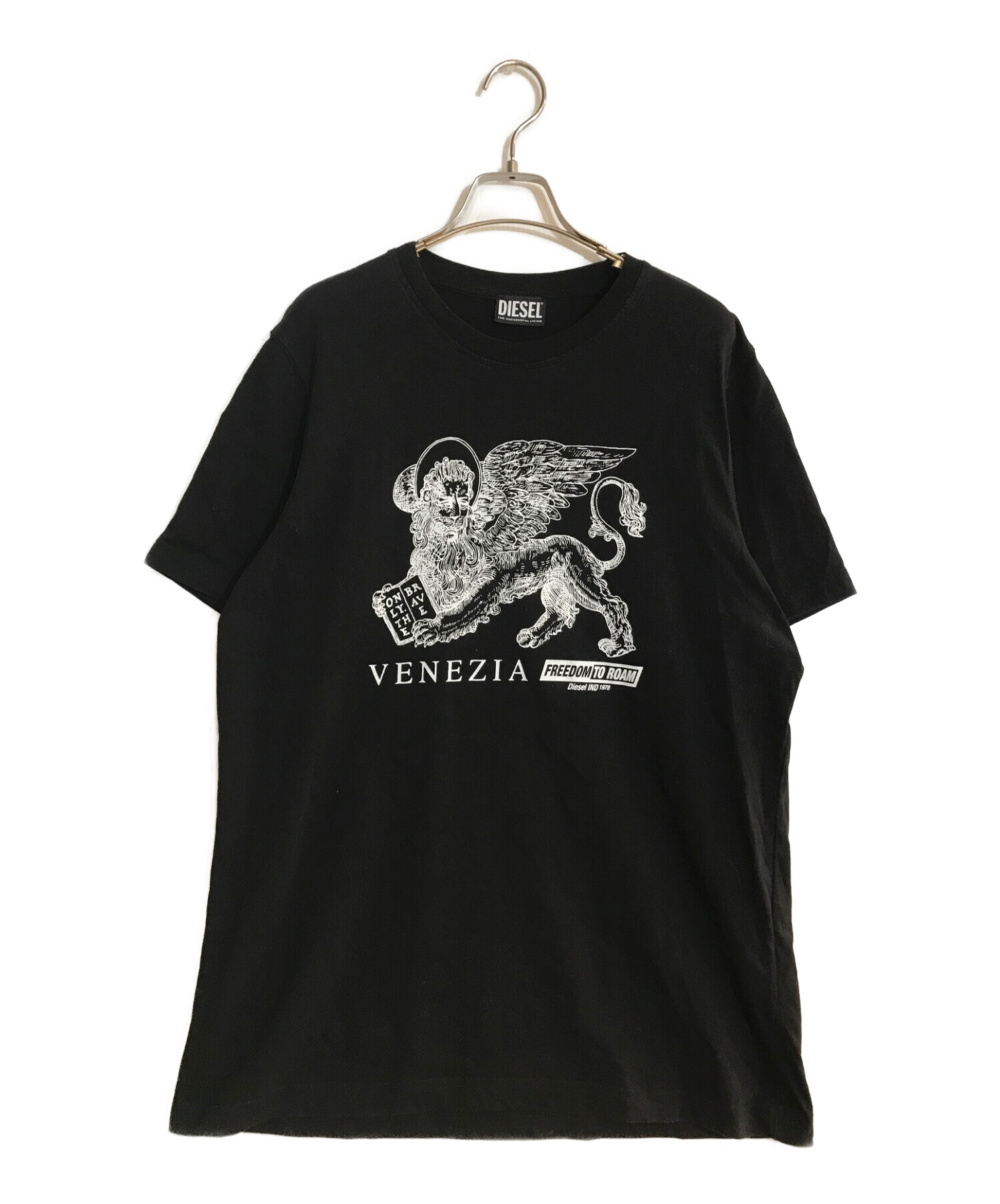 M/新品 DIESEL Tシャツ T-JUST-D2 ブランド カットソー 黒