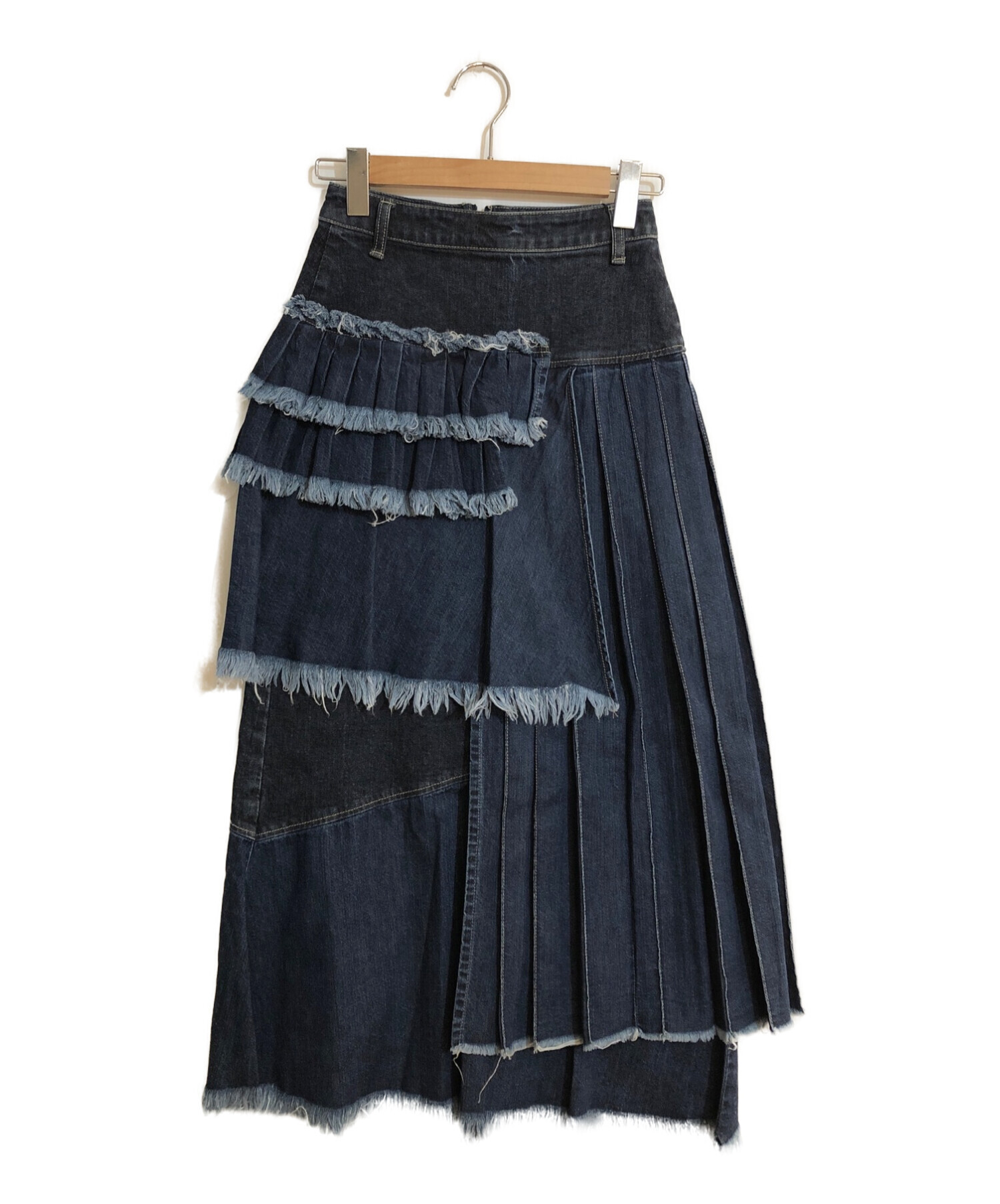 UN3D.×JAPAN DENIM (アンスリード×ジャパンデニム) TIERED PLEATS LONG  SKIRT/ティアードプリーツロングスカート ブルー サイズ:SIZE 1