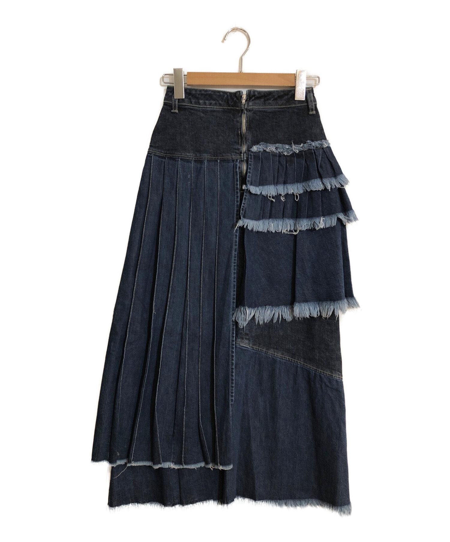 UN3D.×JAPAN DENIM (アンスリード×ジャパンデニム) TIERED PLEATS LONG  SKIRT/ティアードプリーツロングスカート ブルー サイズ:SIZE 1