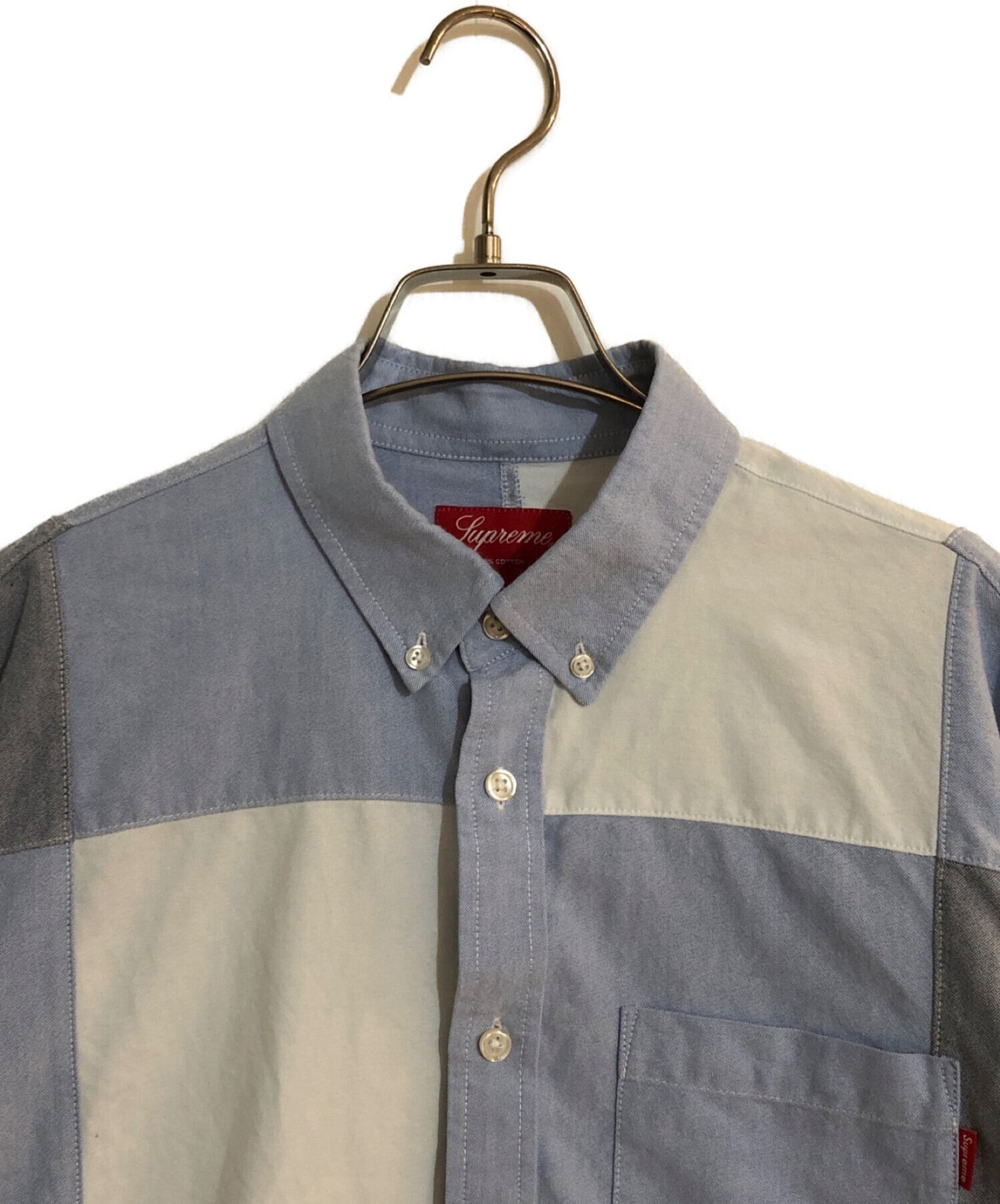 SUPREME (シュプリーム) Patchwork Oxford Shirt/パッチワーク オックスフォード シャツ ネイビー サイズ:SIZE M