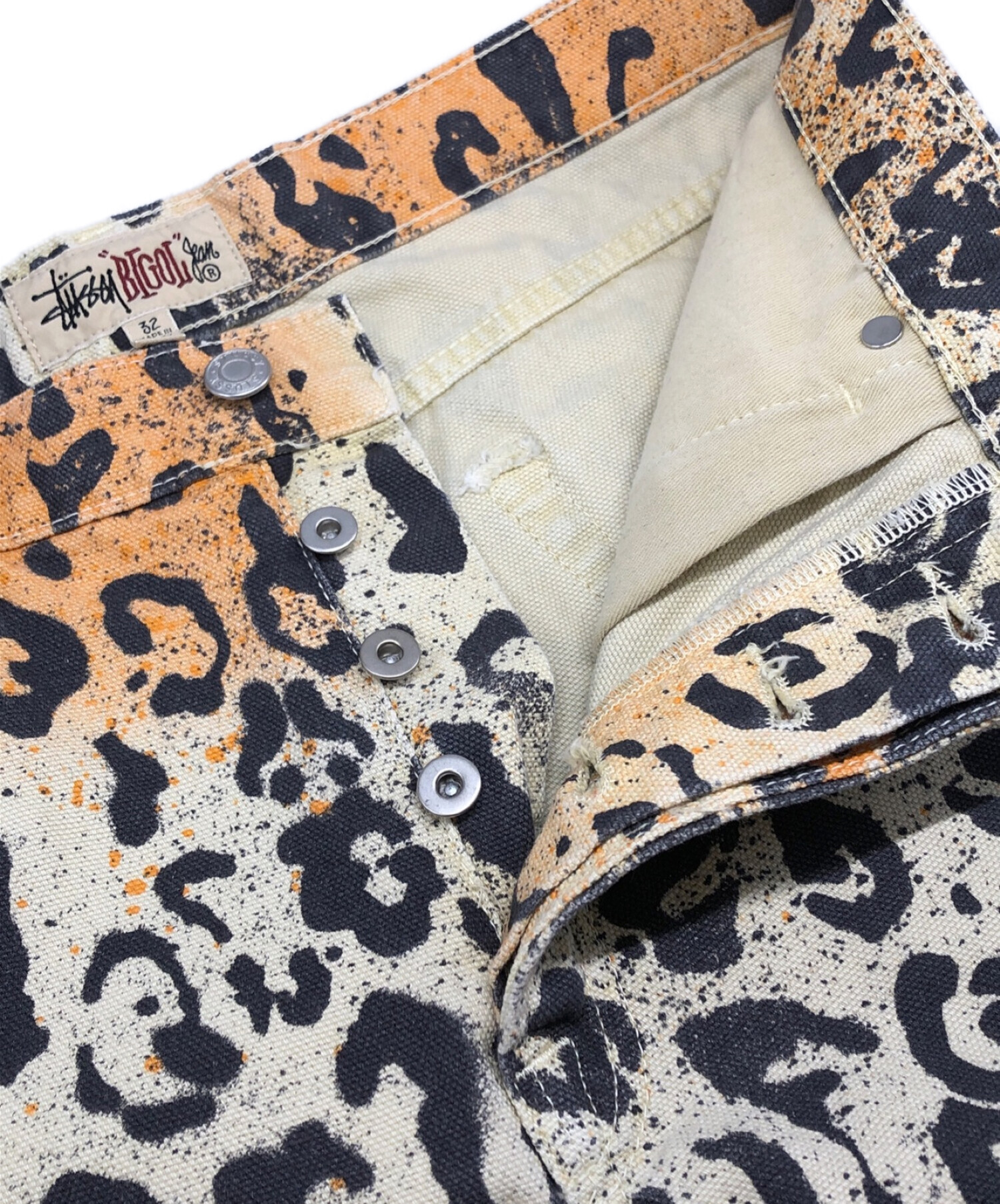 stussy (ステューシー) STENCIL CANVAS BIG OL' JEANS/ステンシル キャンバス ビッグ OLジーンズ ベージュ  サイズ:SIZE　32