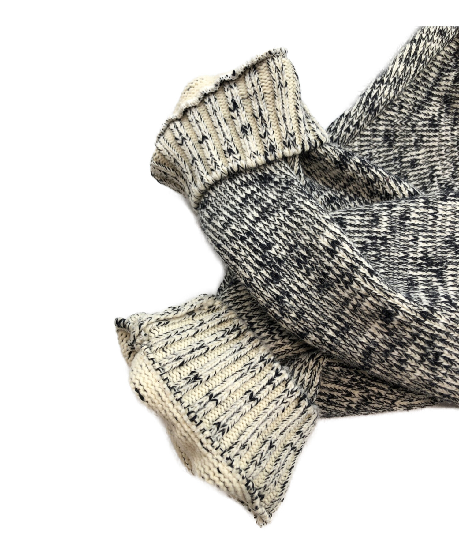 08sircus (ゼロエイトサーカス) Wool Cotton melange dolman sweater/ウール コットン メランジ ドルマン  セーター ブラック×アイボリー サイズ:SIZE 5