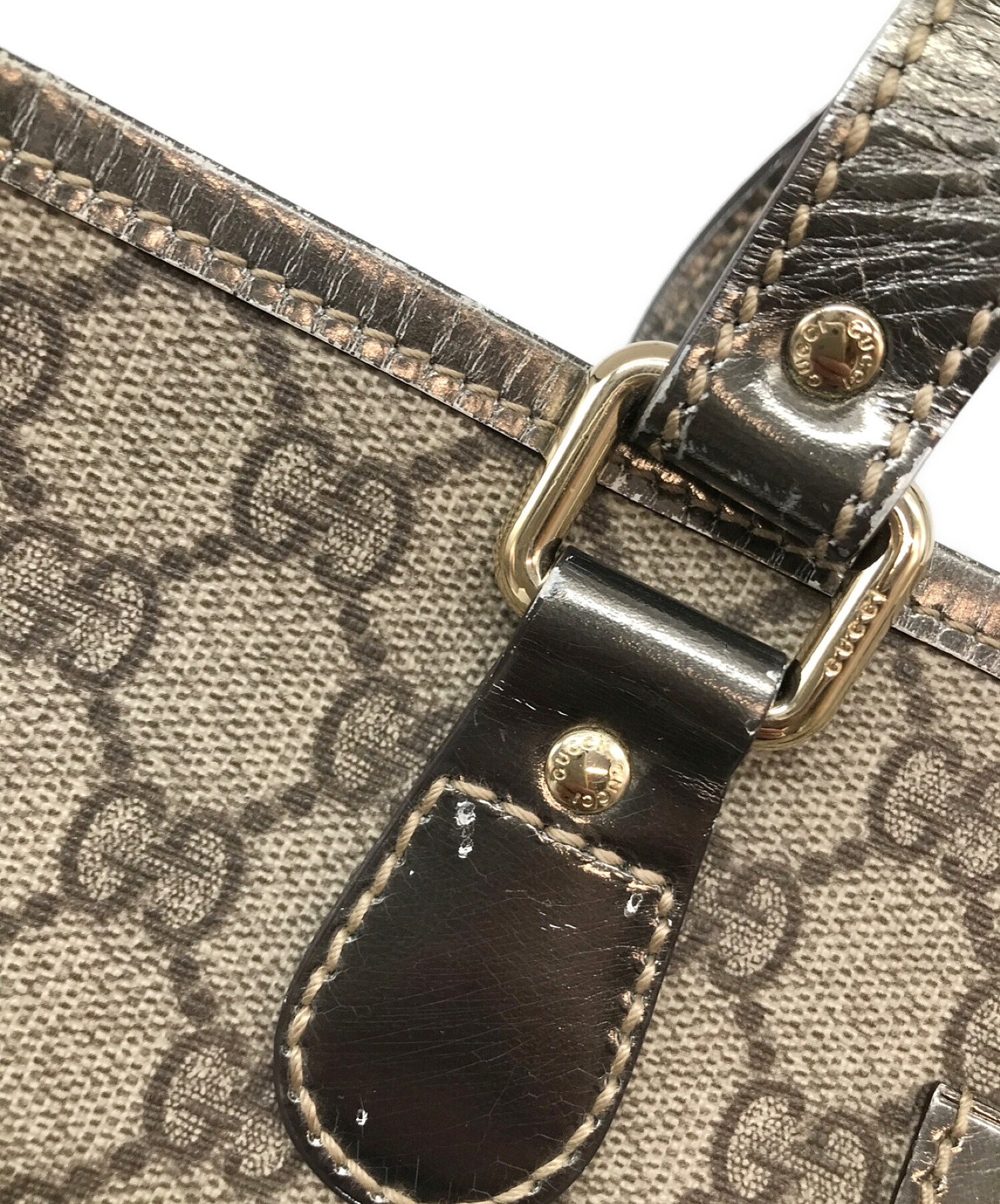 中古・古着通販】GUCCI (グッチ) GGスプリーム トートバッグ ベージュ